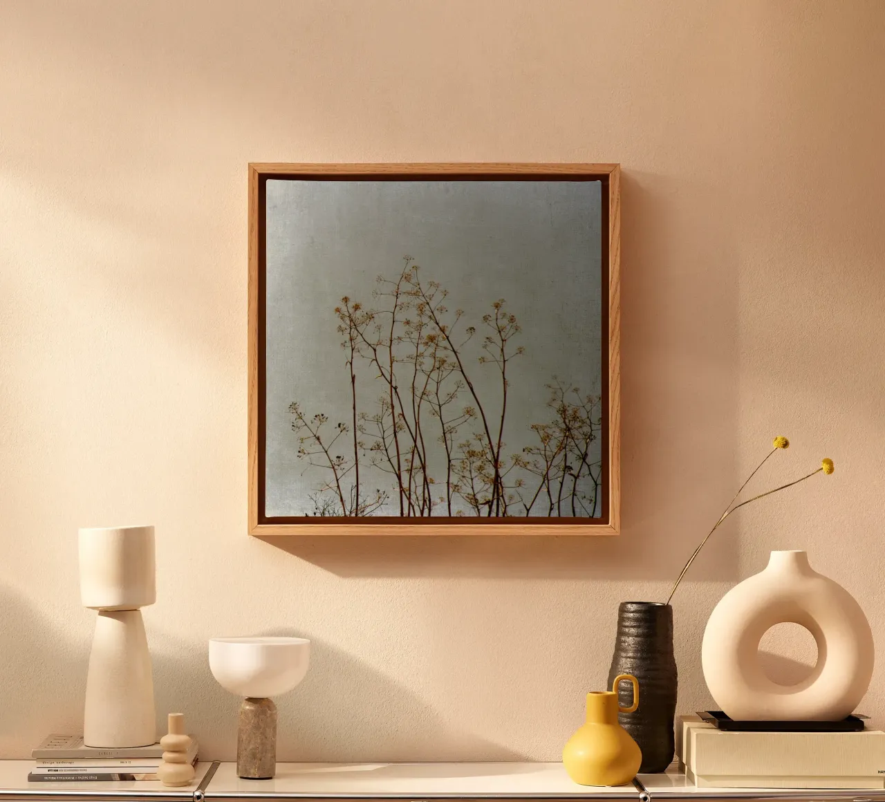Natuur in Blauw Grijs canvas met Baklijst van Teresa André