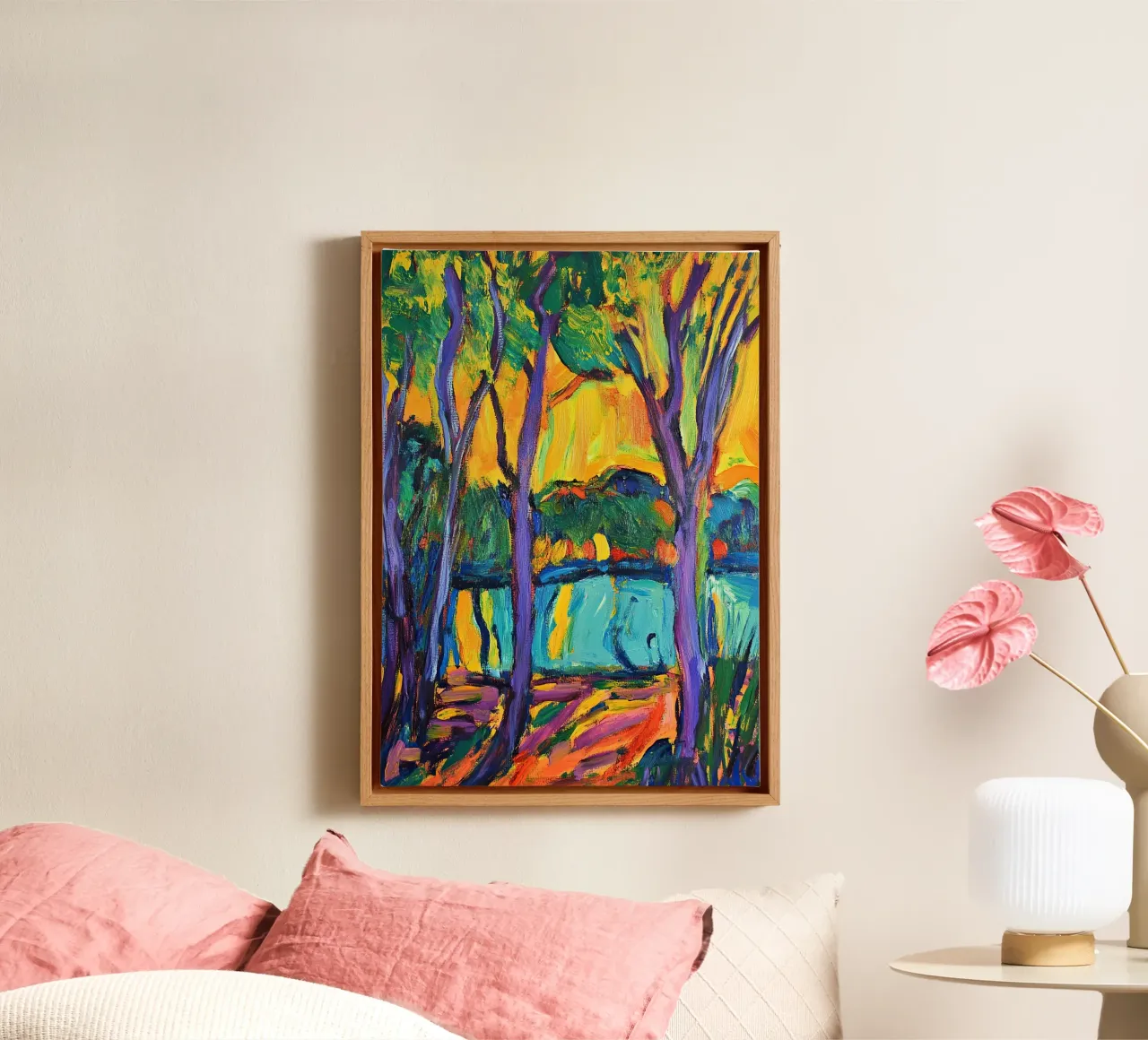 Impressionistic colours canvas with Floater frame by Nikis Art Studio
