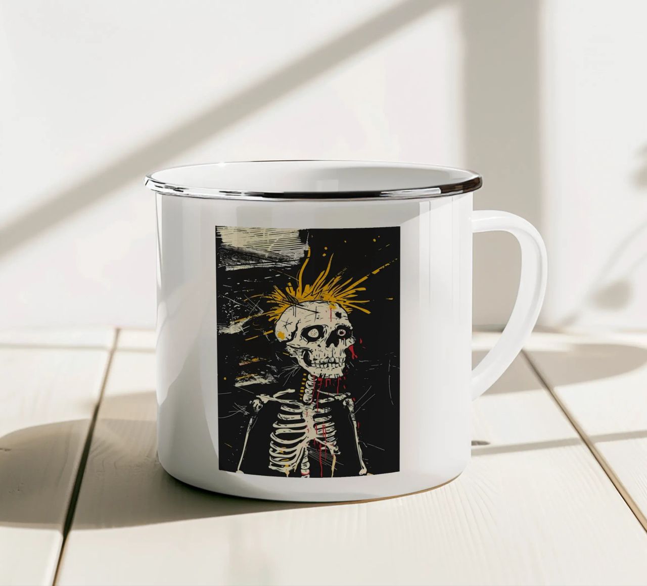 Scheletro Punk Skull tazza in smalto da Caeson