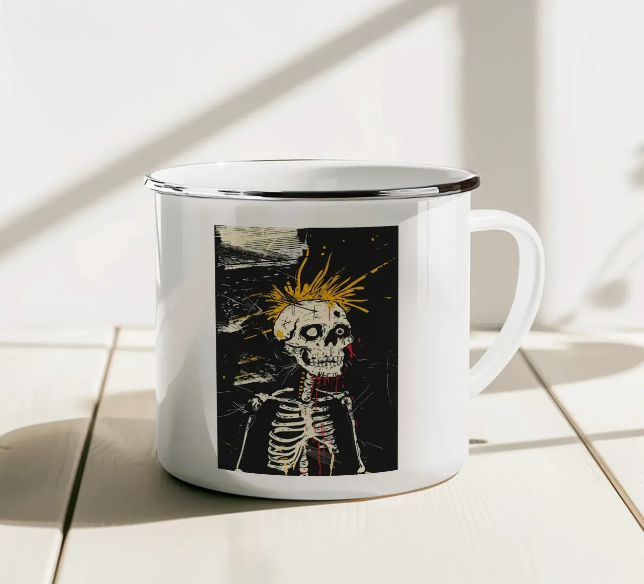 Scheletro Punk Skull tazza in smalto da Caeson