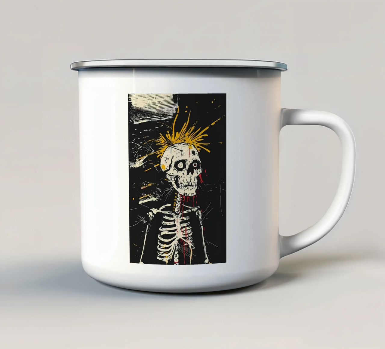 Scheletro Punk Skull tazza in smalto da Caeson