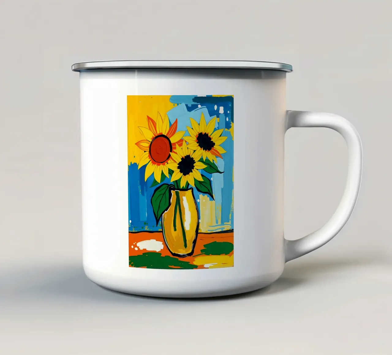 Girasoli in vaso Natura morta pittura tazza in smalto da ARTOMATIC