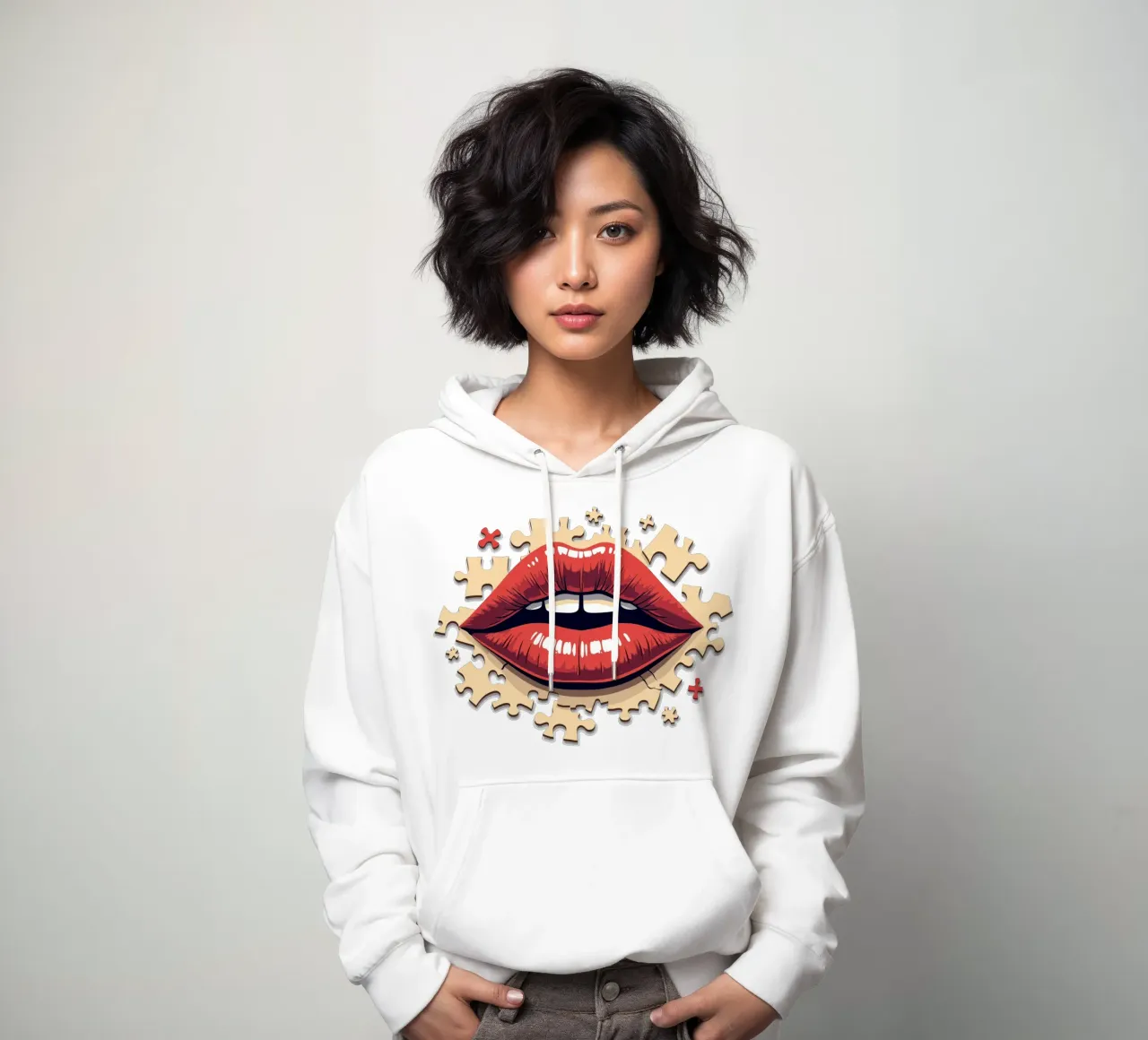 Labios de puzzle sudadera con capucha de artdesign1985