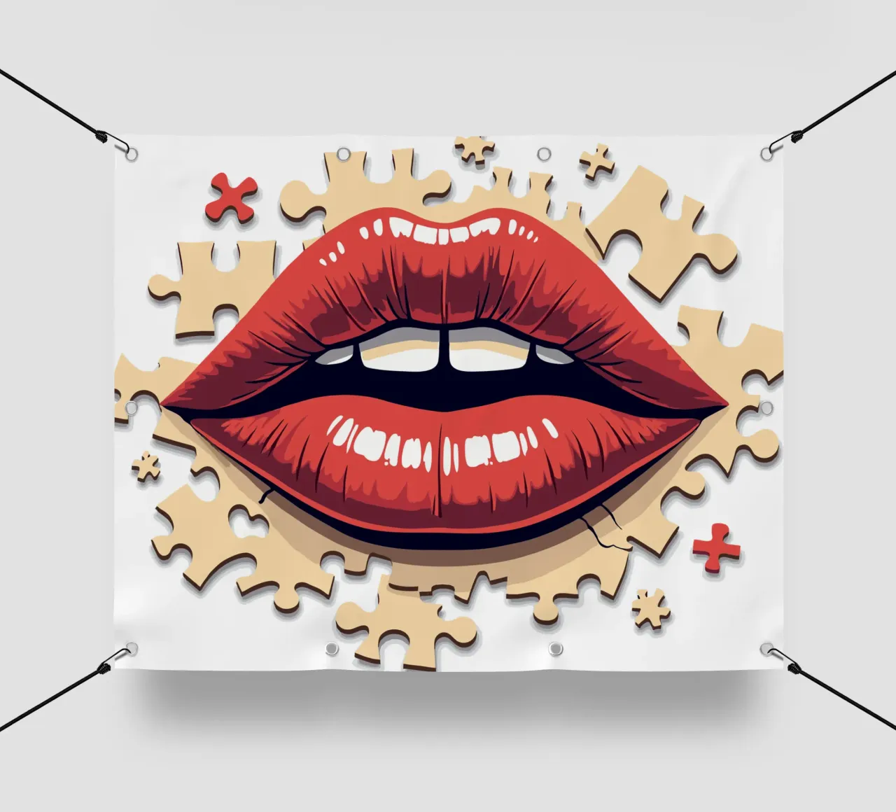 Labbra a puzzle telo in pvc da artdesign1985