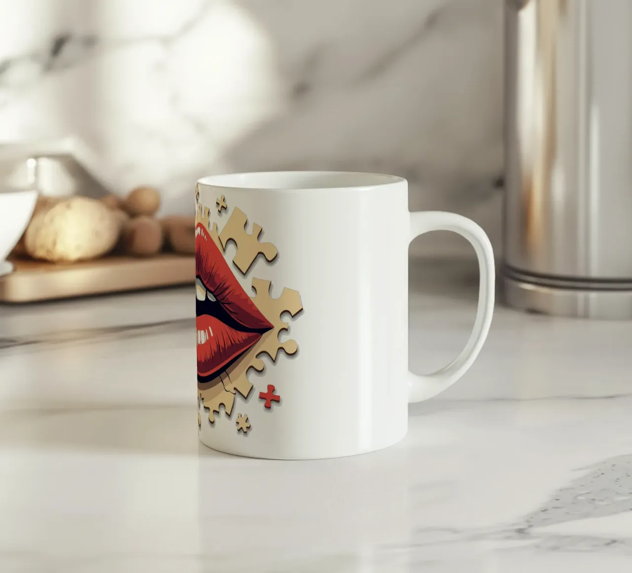 Labbra a puzzle tazza in ceramica da artdesign1985