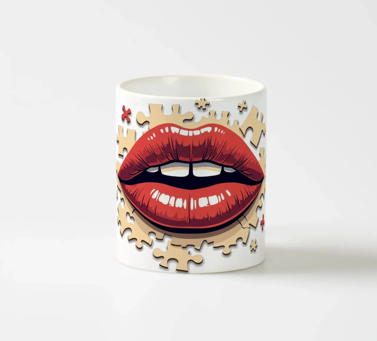 Labbra a puzzle tazza in ceramica da artdesign1985