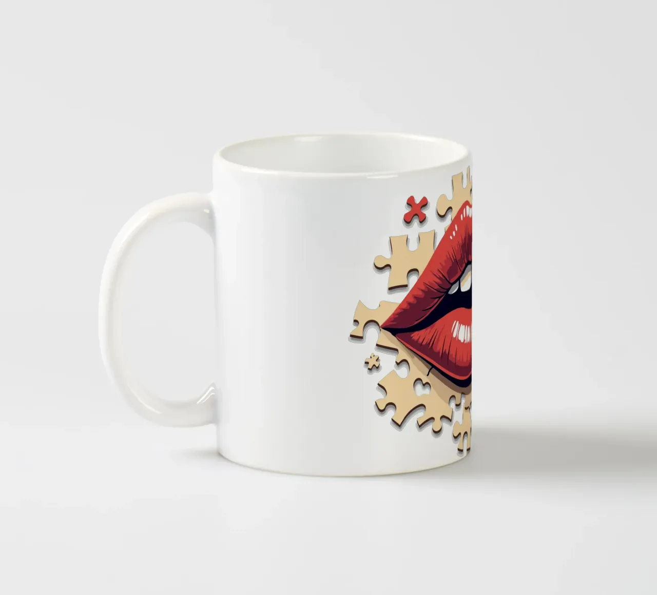 Labbra a puzzle tazza in ceramica da artdesign1985