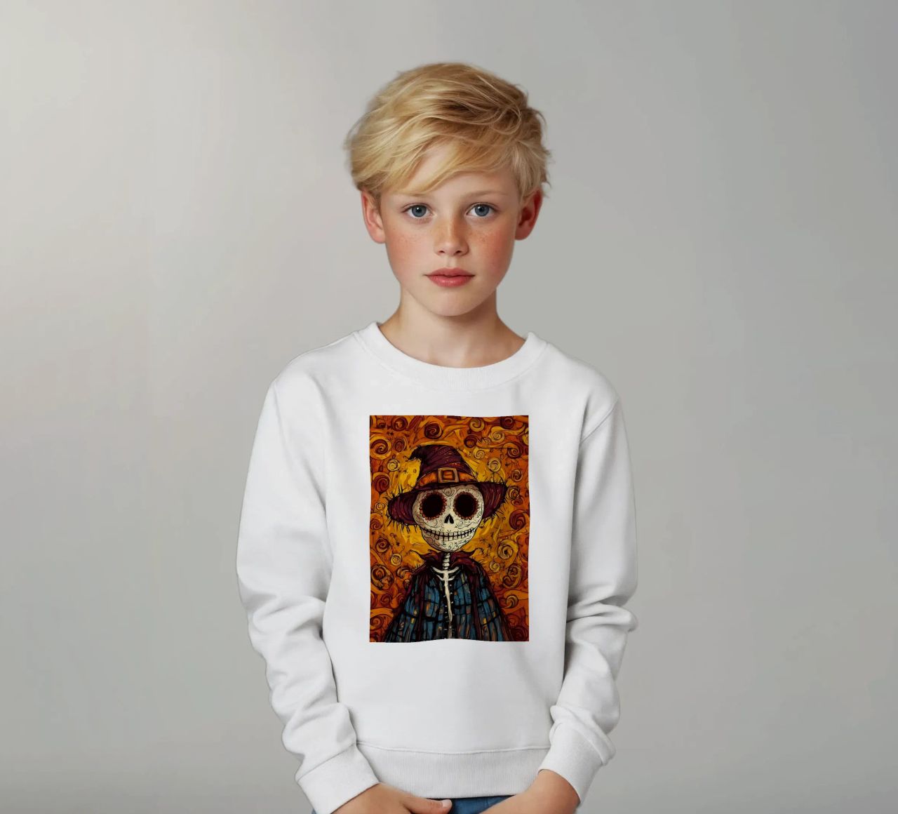 Espantapájaros Día de los Muertos sudadera para niño de Caeson