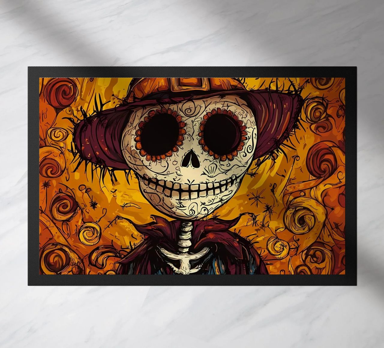 Espantapájaros Día de los Muertos felpudo de Caeson