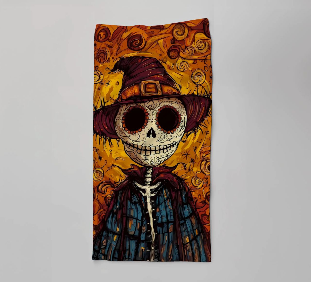 Espantapájaros Día de los Muertos toalla de baño de Caeson
