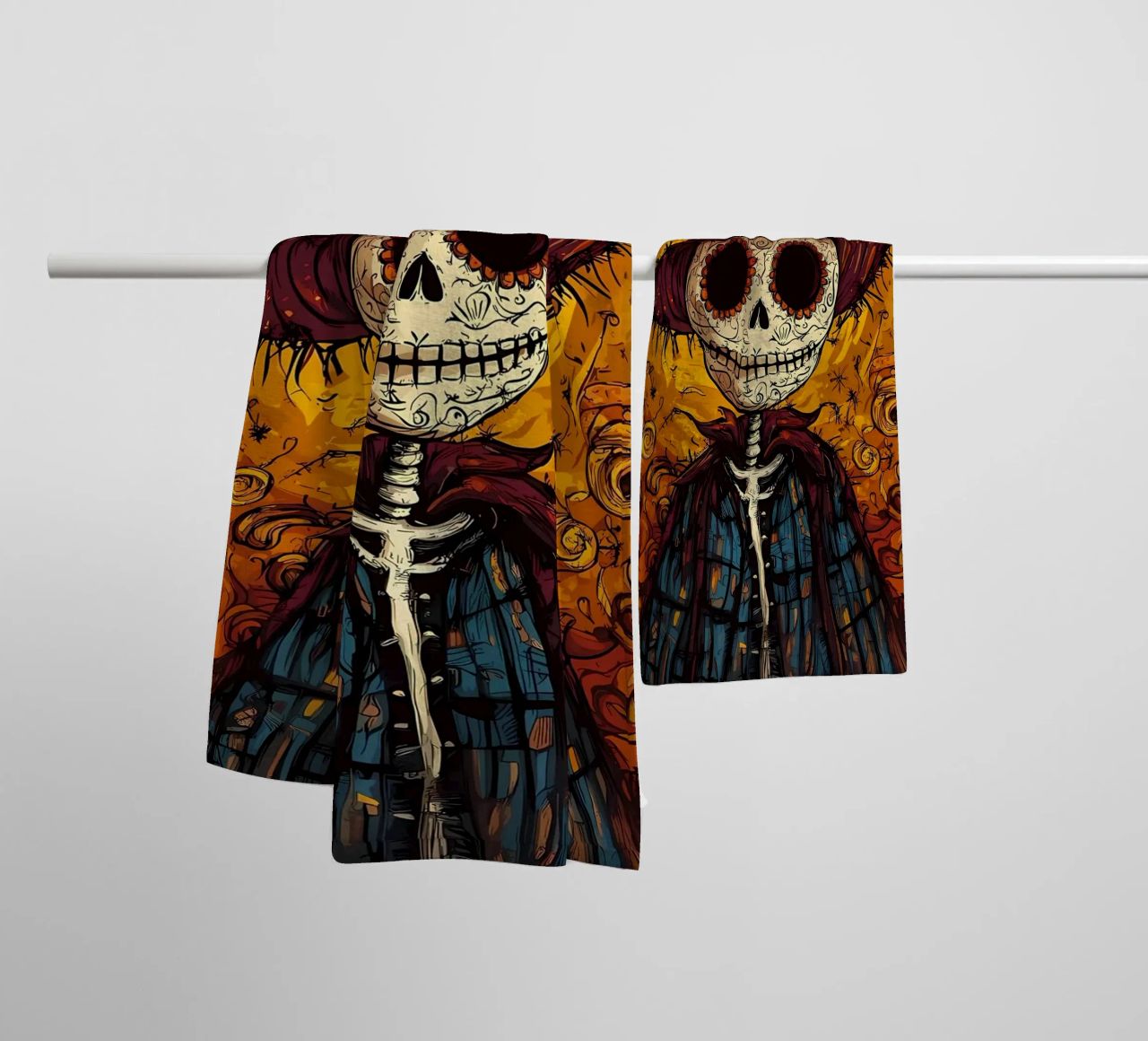 Espantapájaros Día de los Muertos toalla de baño de Caeson