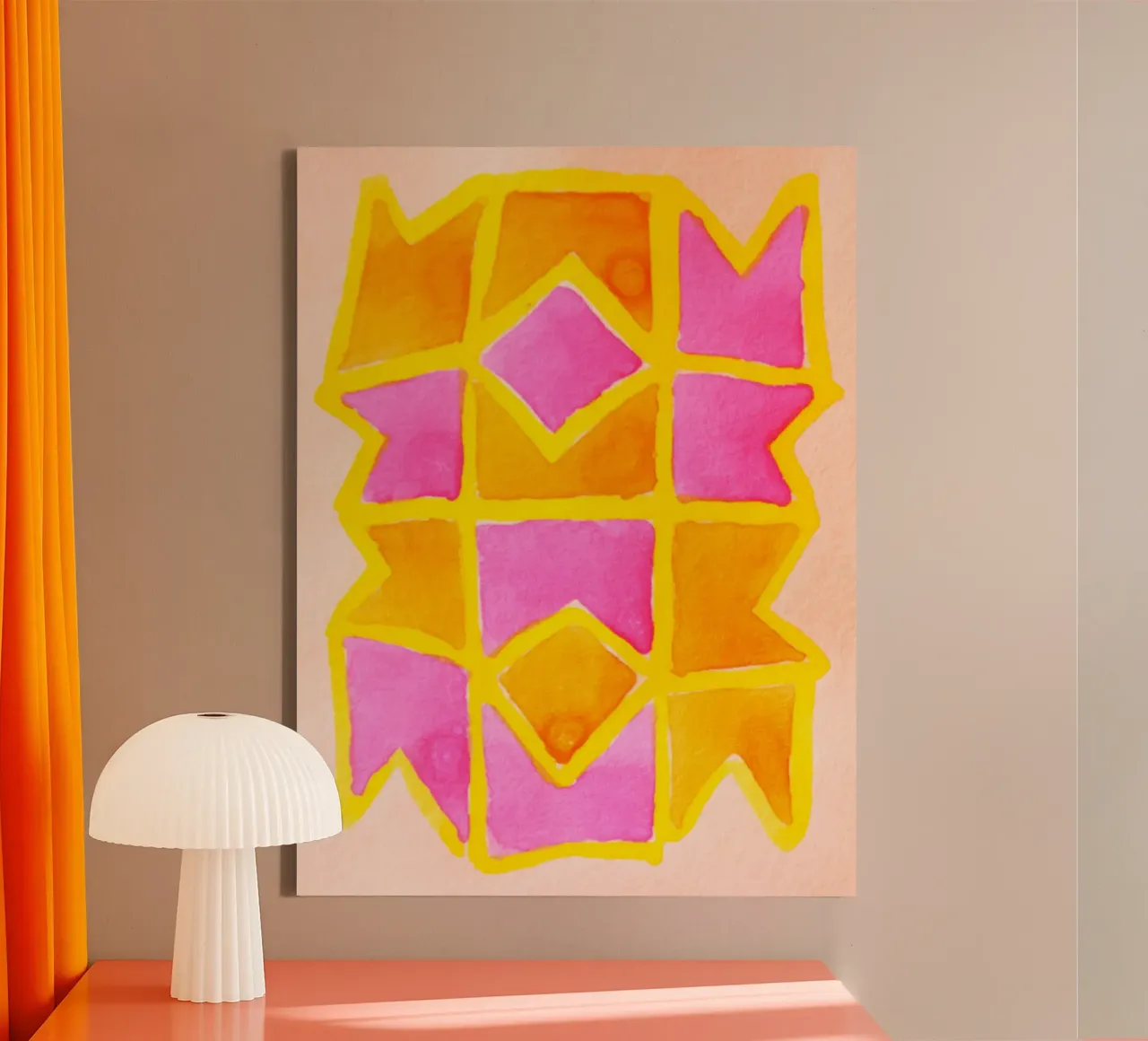 Geometric abstract canvas with Floater frame by Teresa André