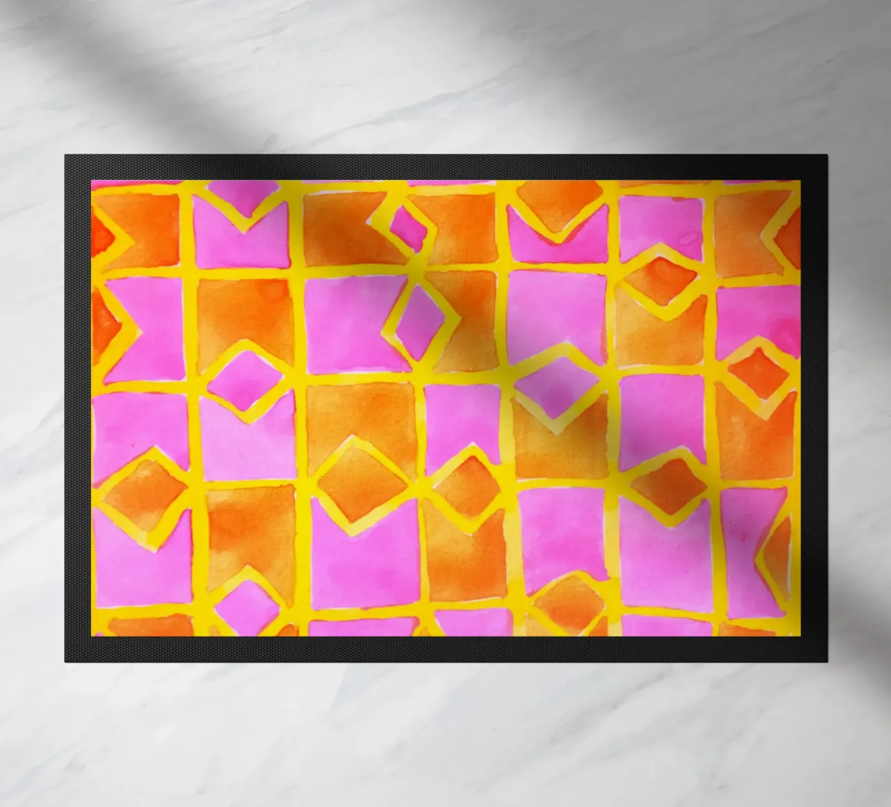 Pink abstract pattern doormat by Teresa André