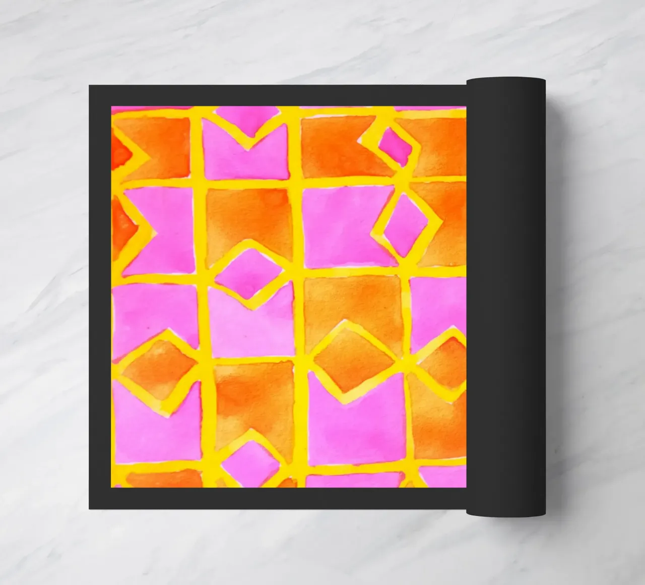 Pink abstract pattern doormat by Teresa André