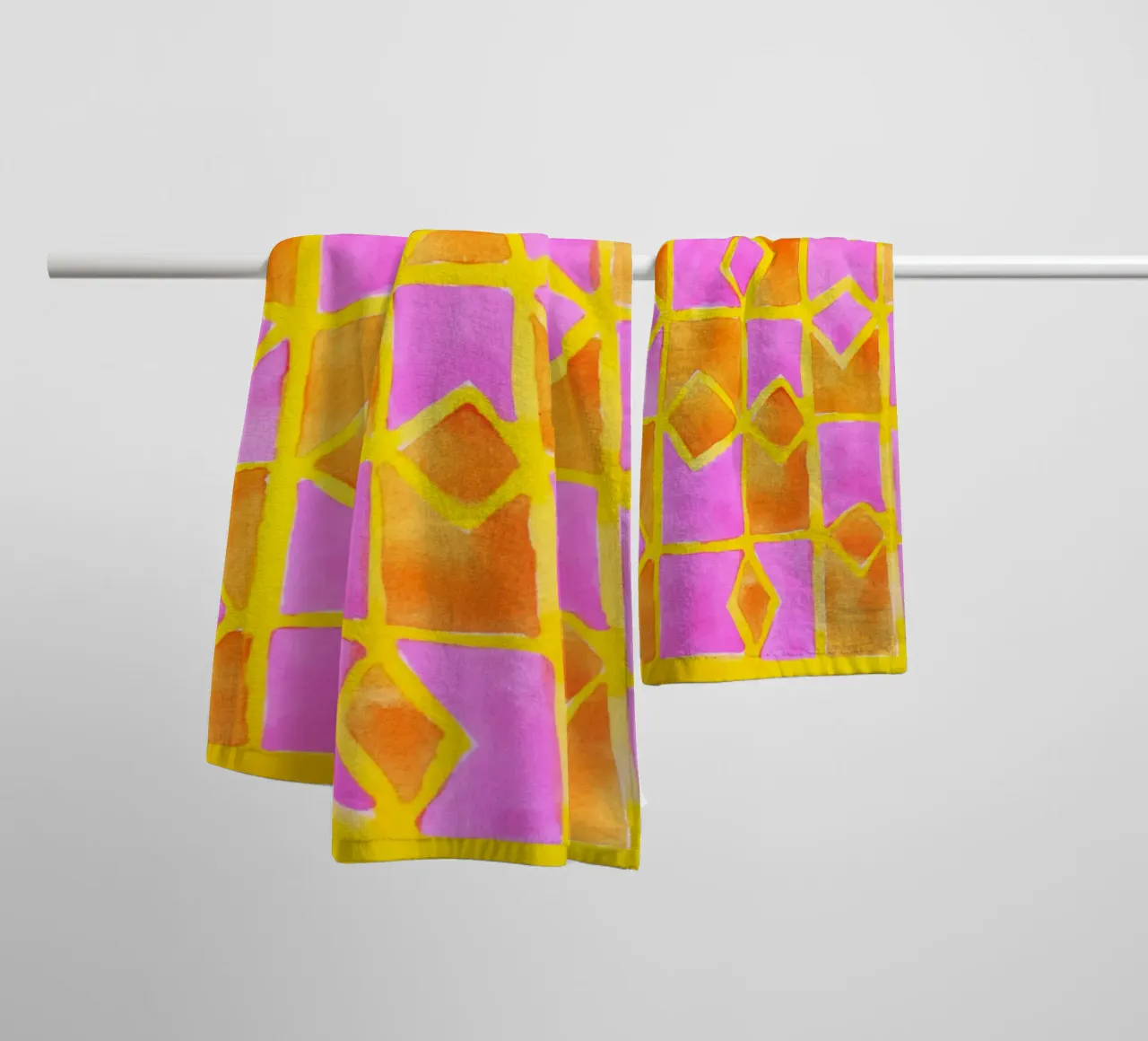 Pink abstract pattern towel by Teresa André