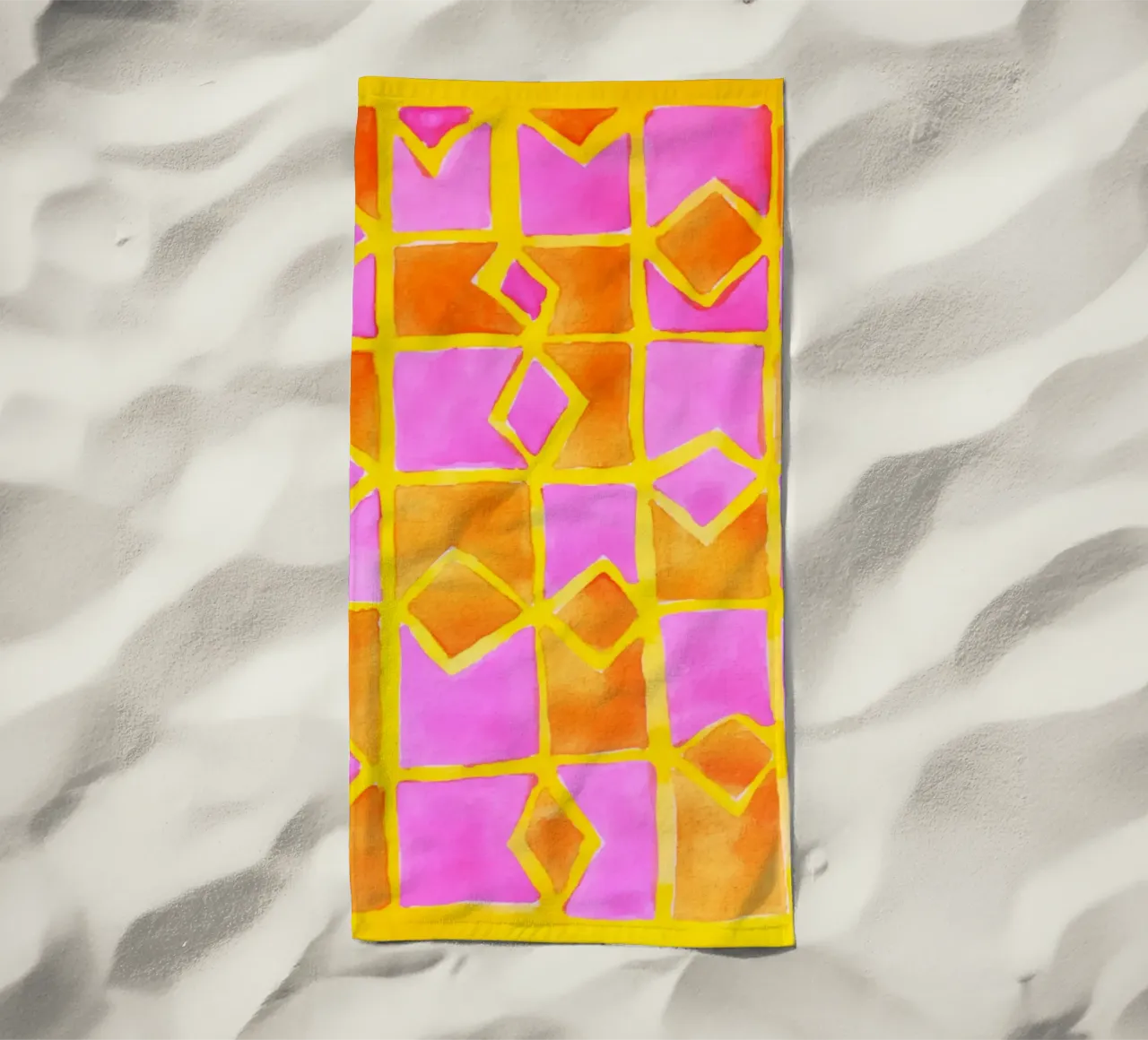 Pink abstract pattern beach towel by Teresa André