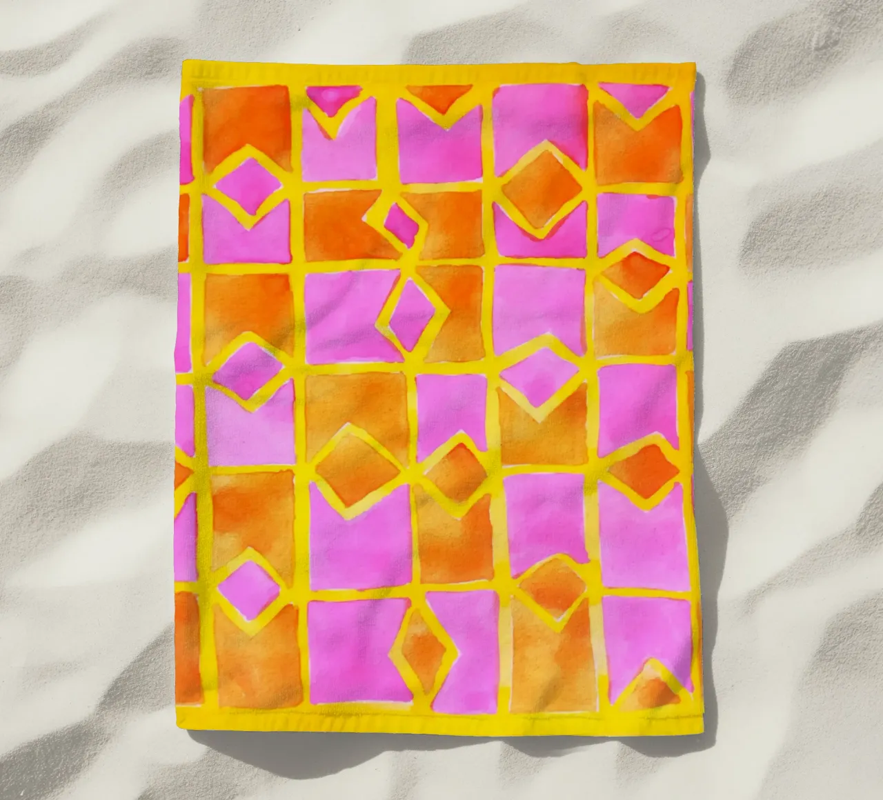 Pink abstract pattern beach towel by Teresa André