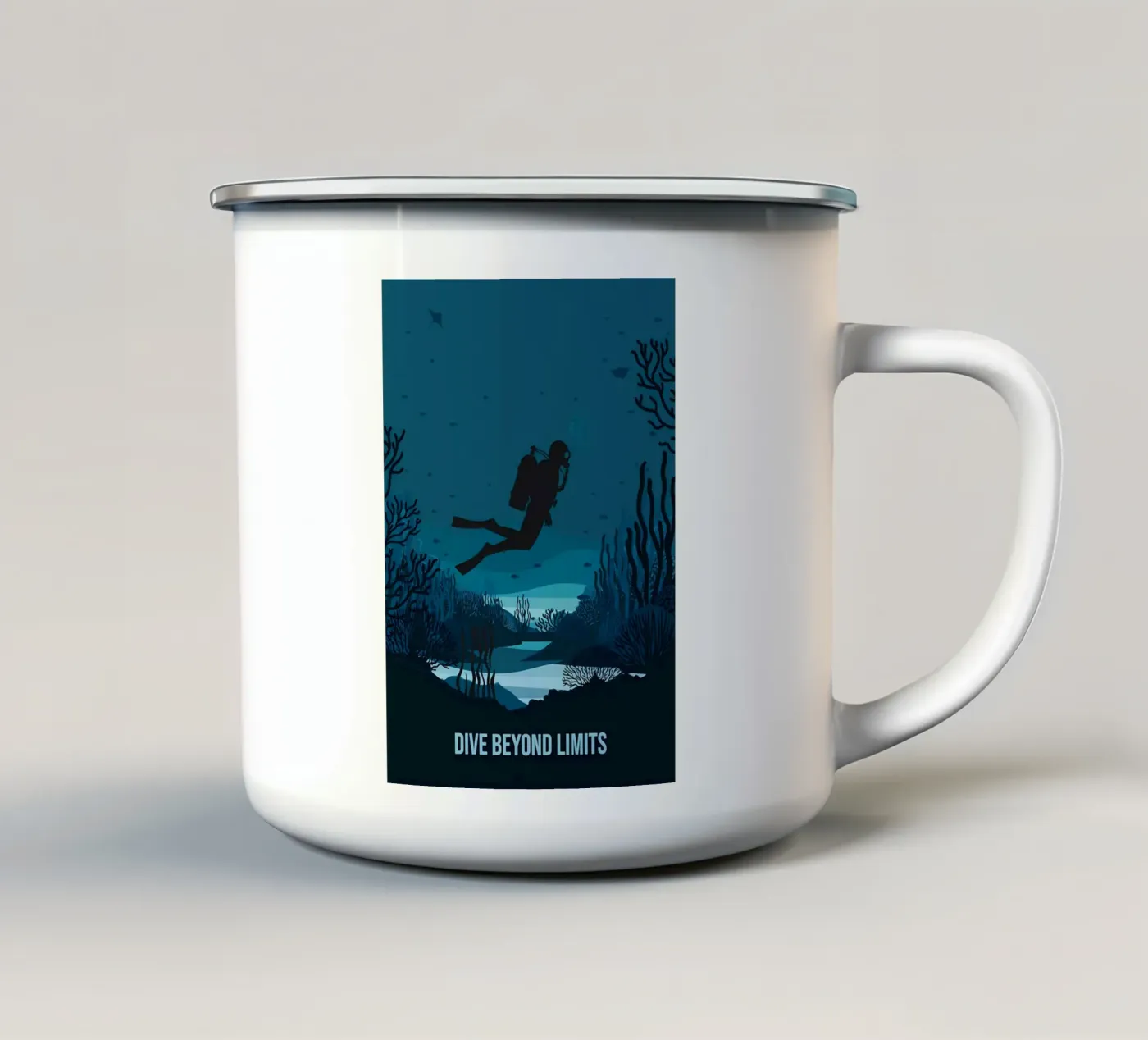 Diving enamel mug by Eames