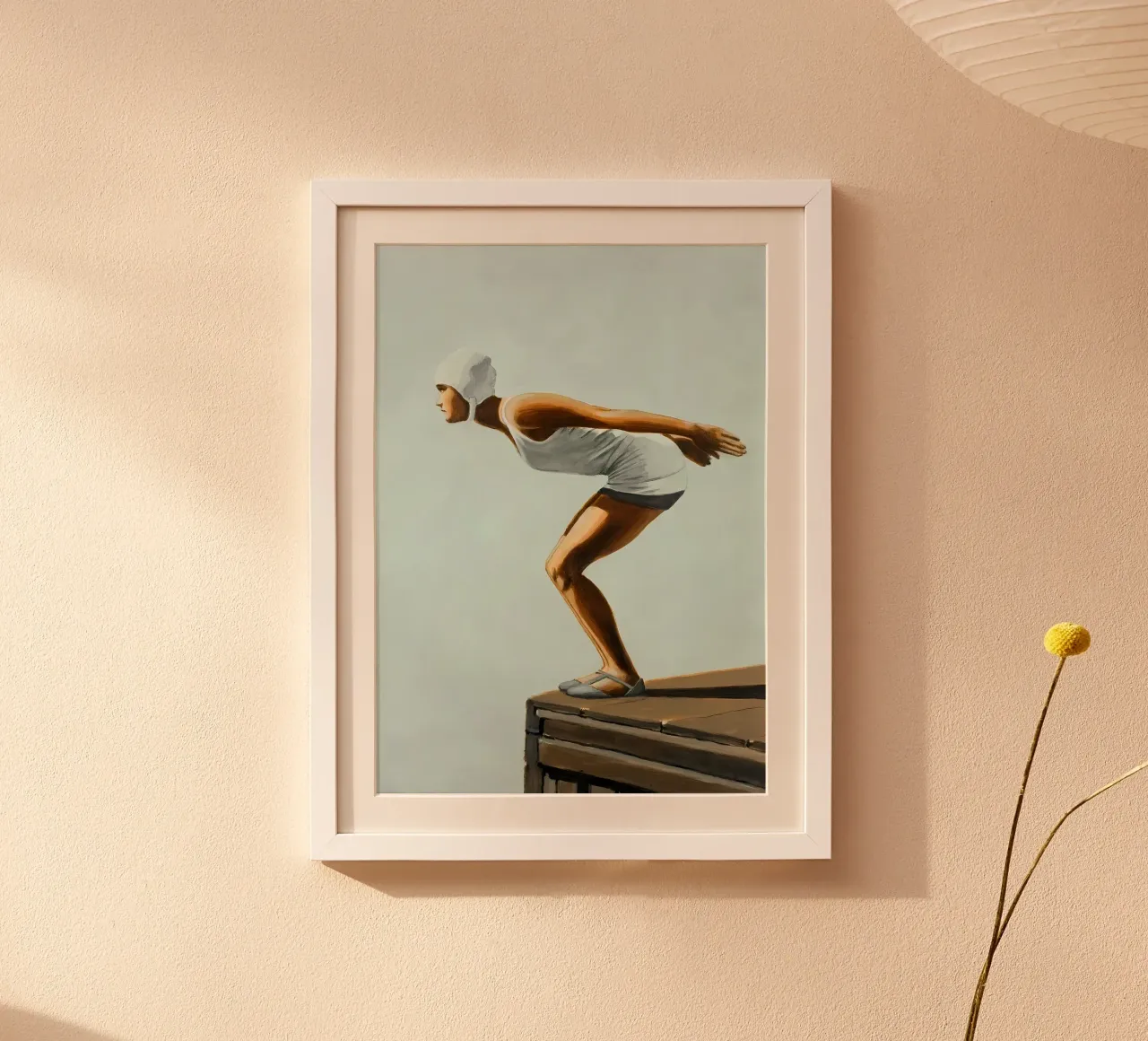 Donna sott'acqua Arte astratta minimalista poster con telaio in alluminio da Eames