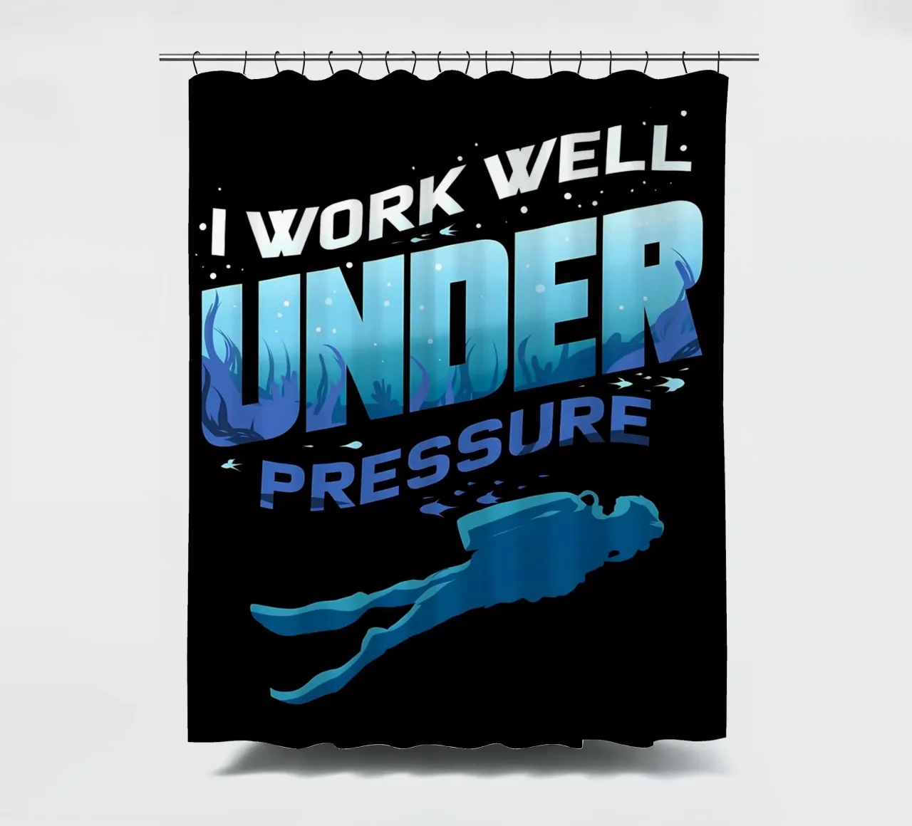 Dive Beyond Limits, Scuba Diver Underwater shower curtain by Eames