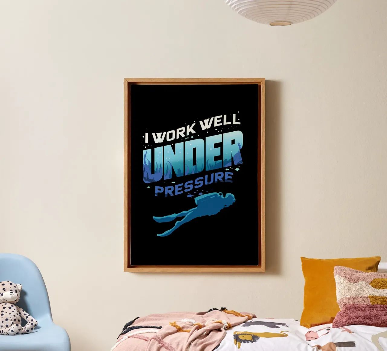 Immersione oltre i limiti, Scuba Diver Underwater tela con Cornice a cassetta da Eames
