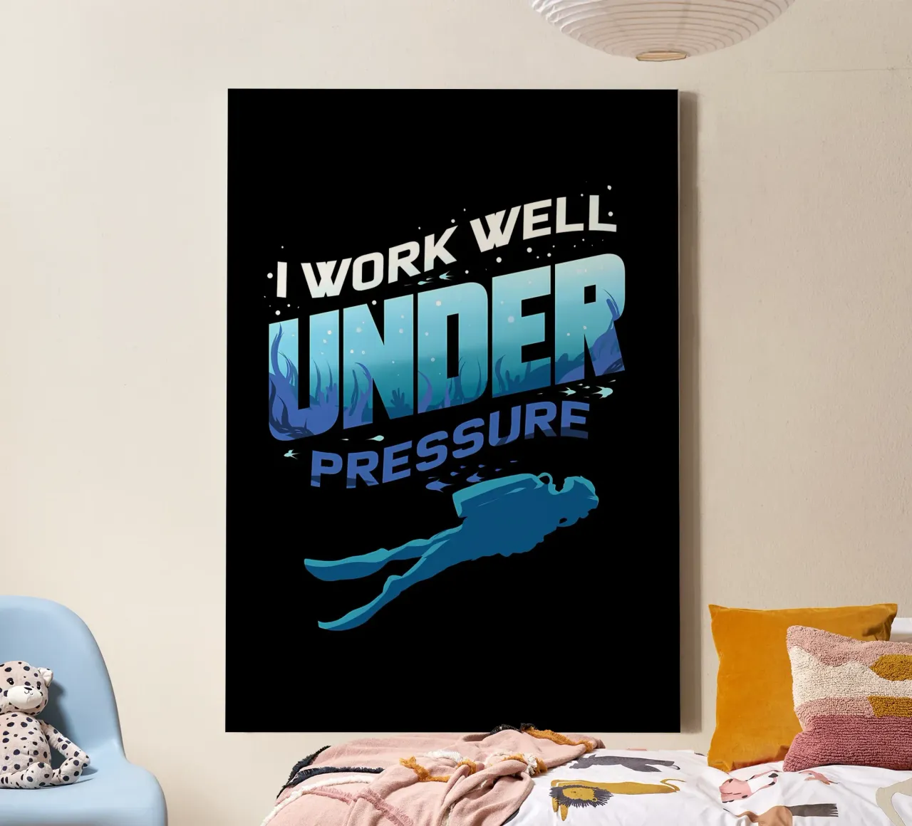 Immersione oltre i limiti, Scuba Diver Underwater tela con Cornice a cassetta da Eames