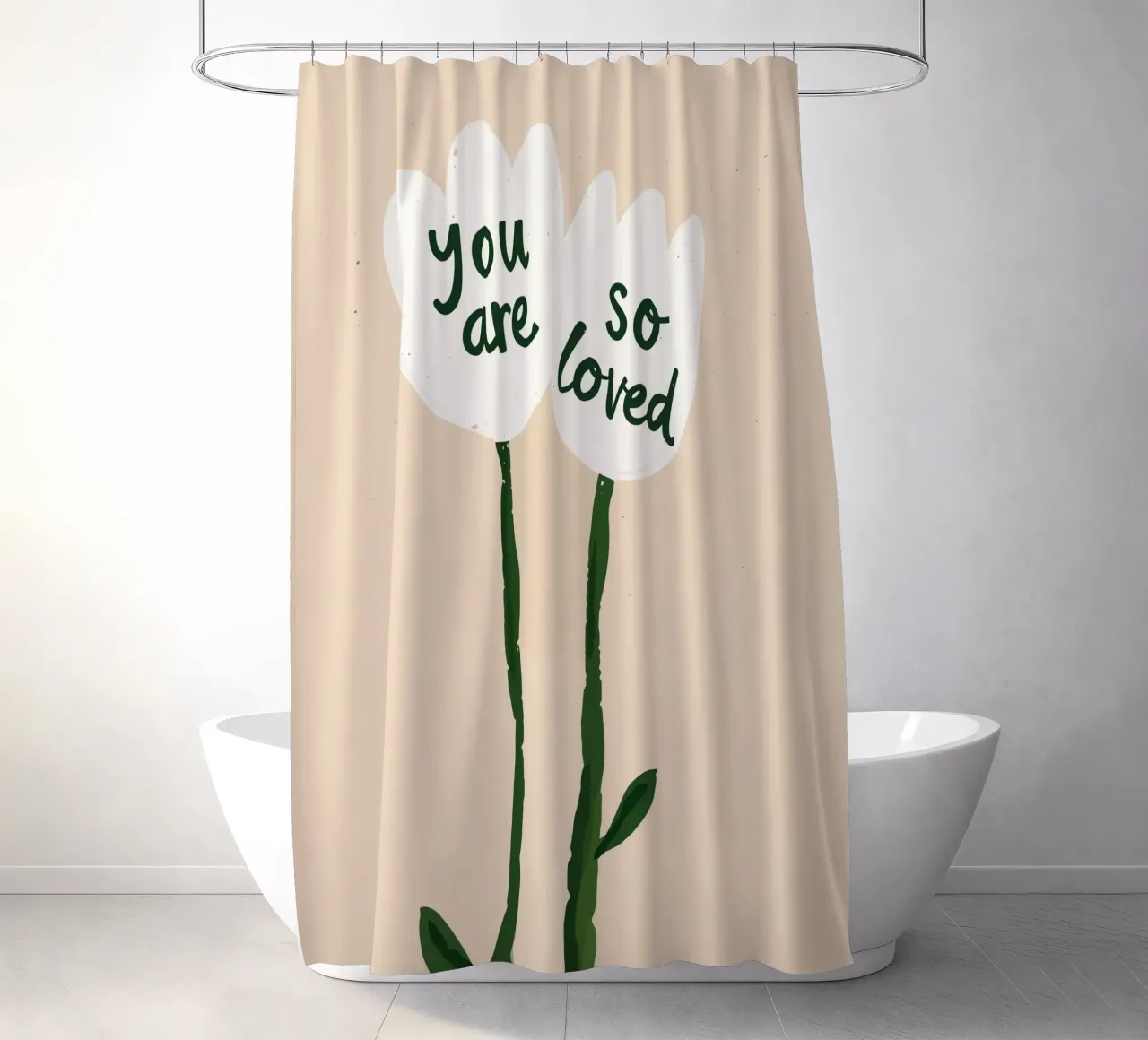 Soft Bloom - A message for the heart shower curtain by KidzStudio