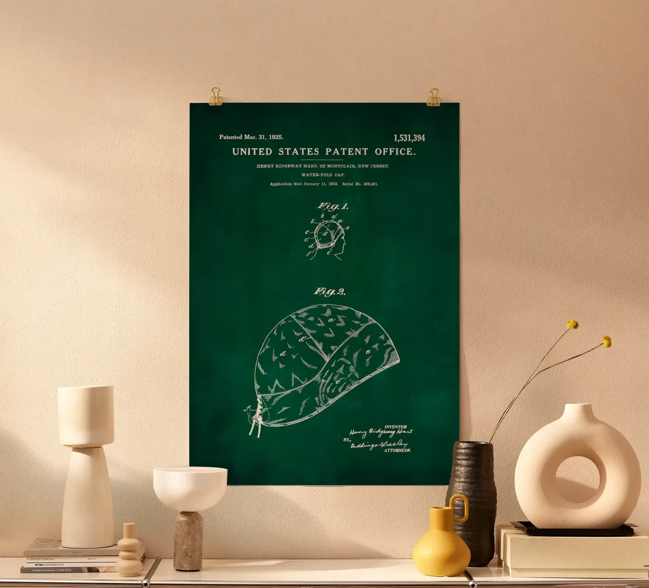 Water Polo Astronaut poster con telaio in alluminio da Stylianos