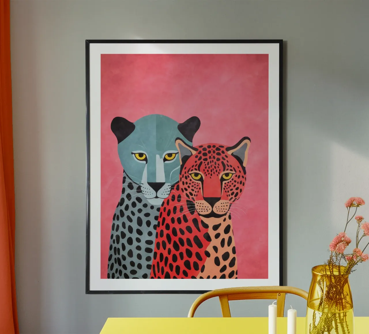 Ghepardi rosa fantasia poster con telaio in plastica da Andrea Haase Modern Home