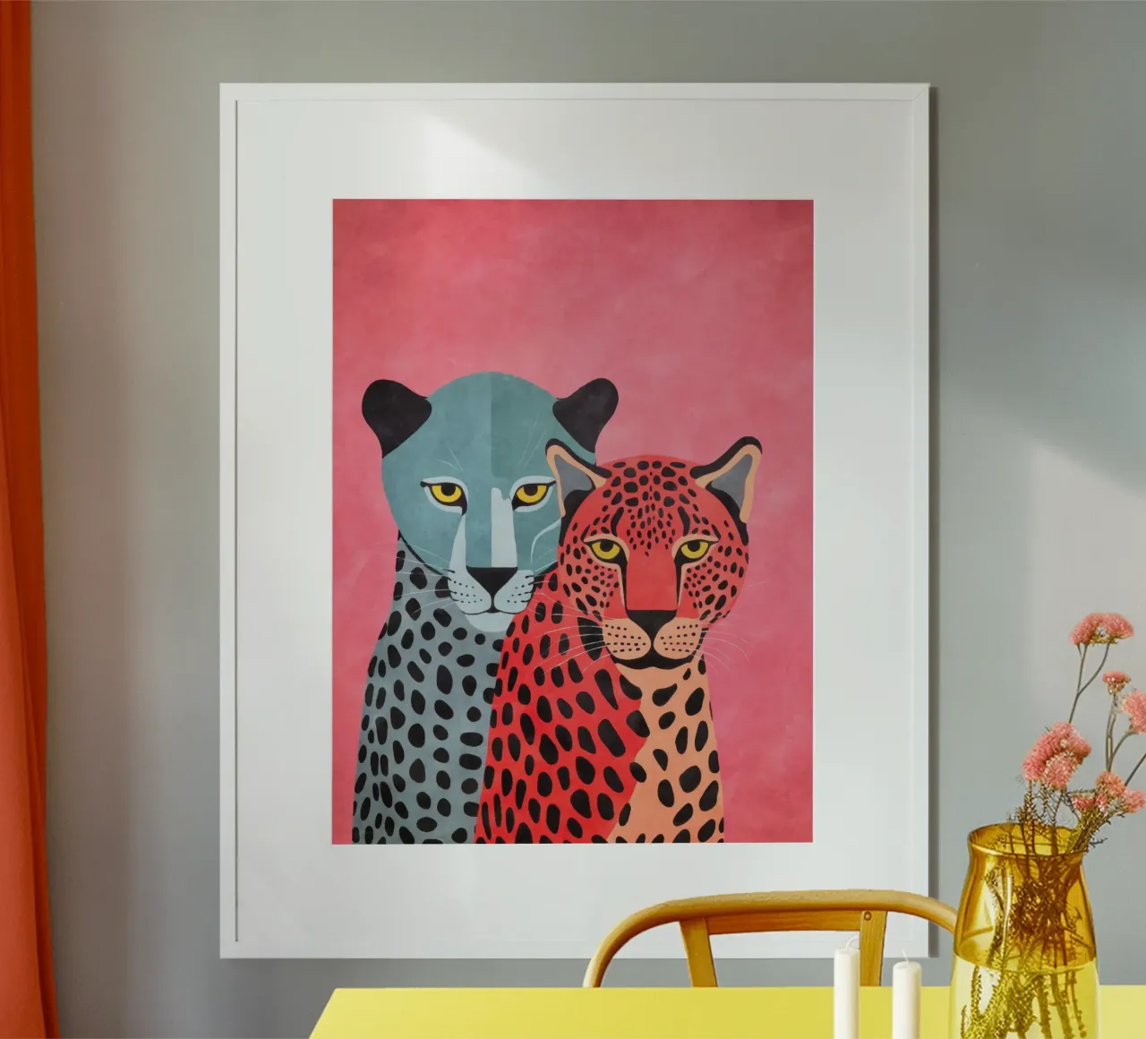 Ghepardi rosa fantasia poster con telaio in plastica da Andrea Haase Modern Home
