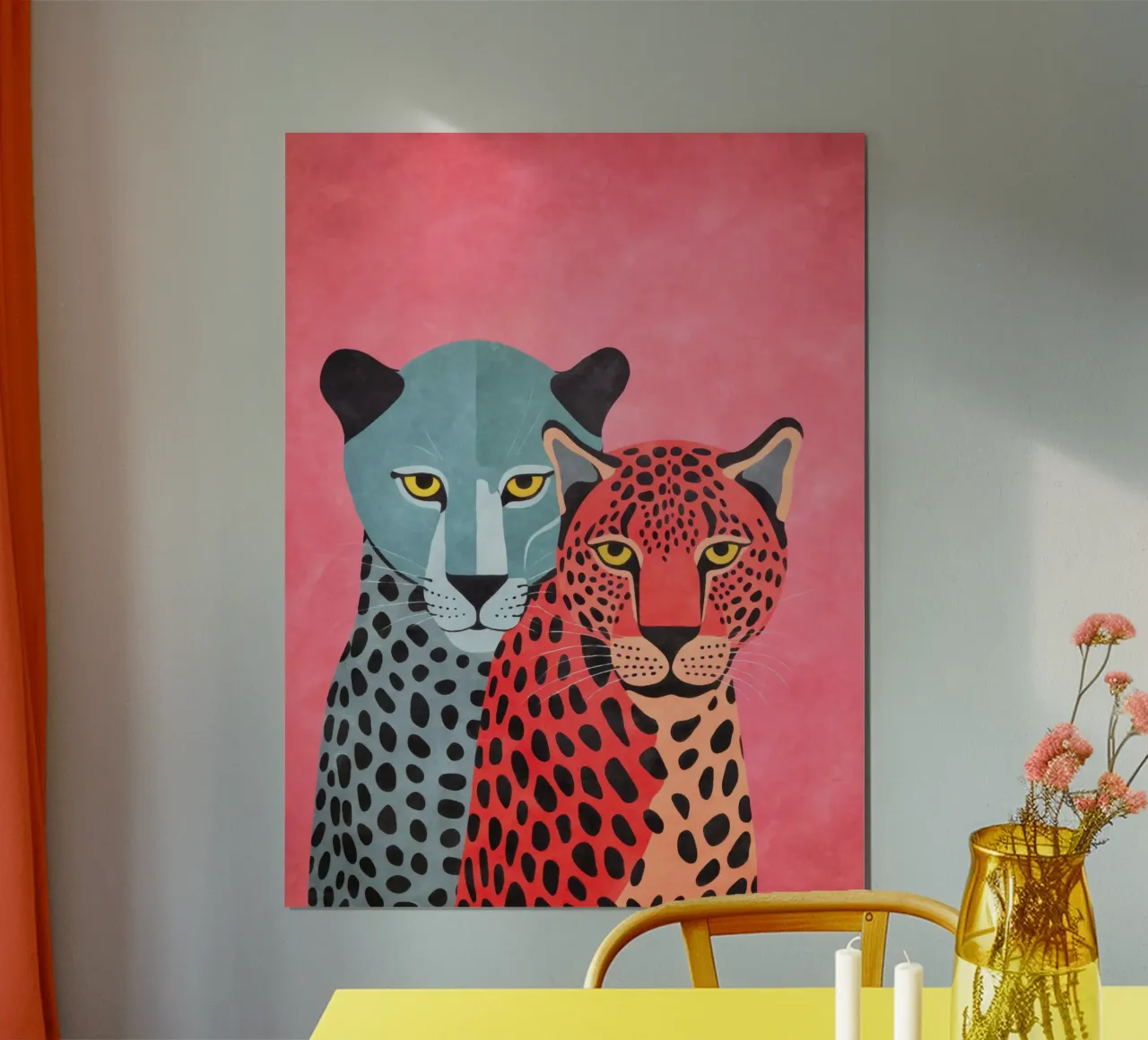 Ghepardi rosa fantasia poster con telaio in plastica da Andrea Haase Modern Home