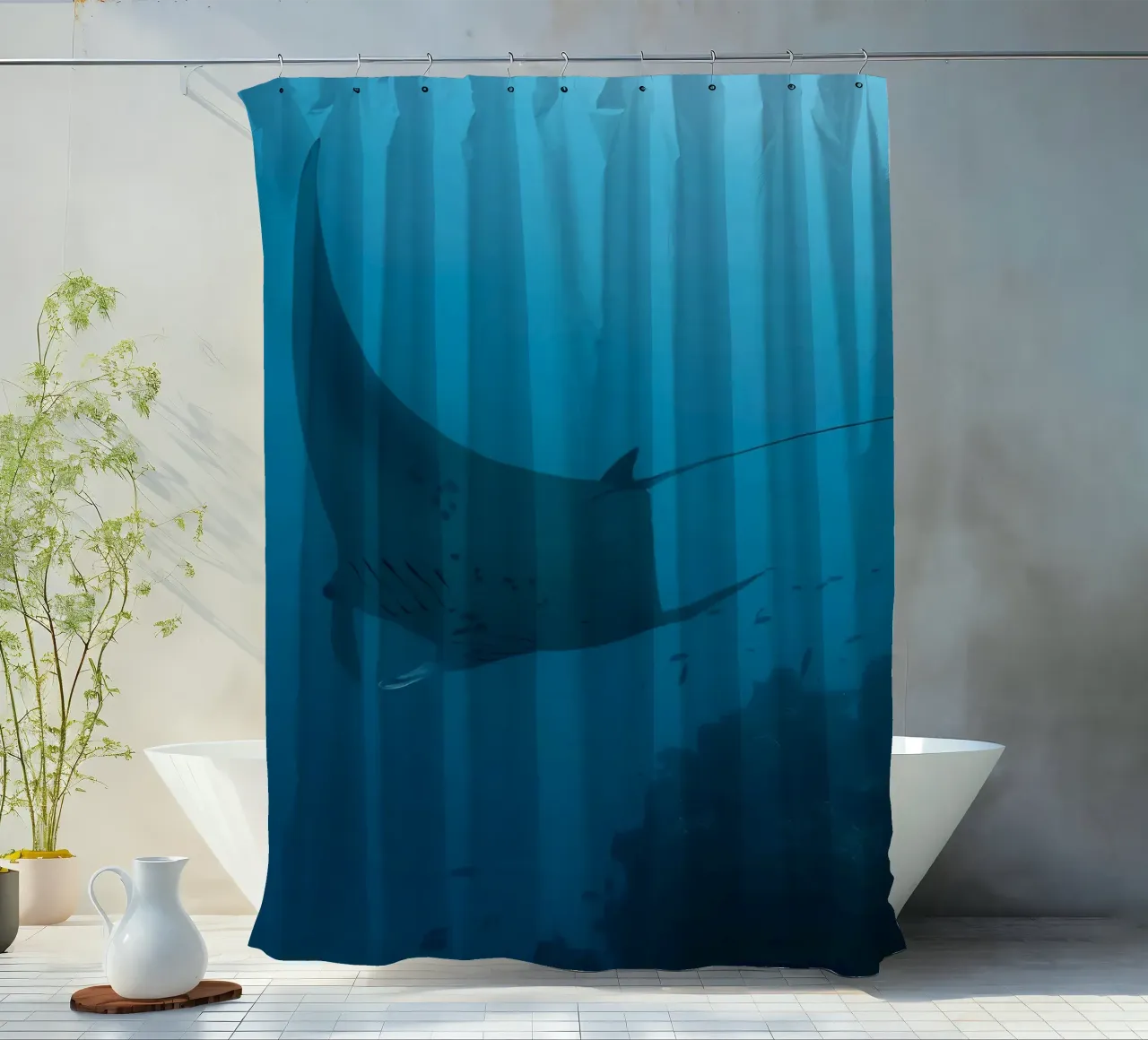Tuffatore oceanico con polpo tenda da doccia da Eames