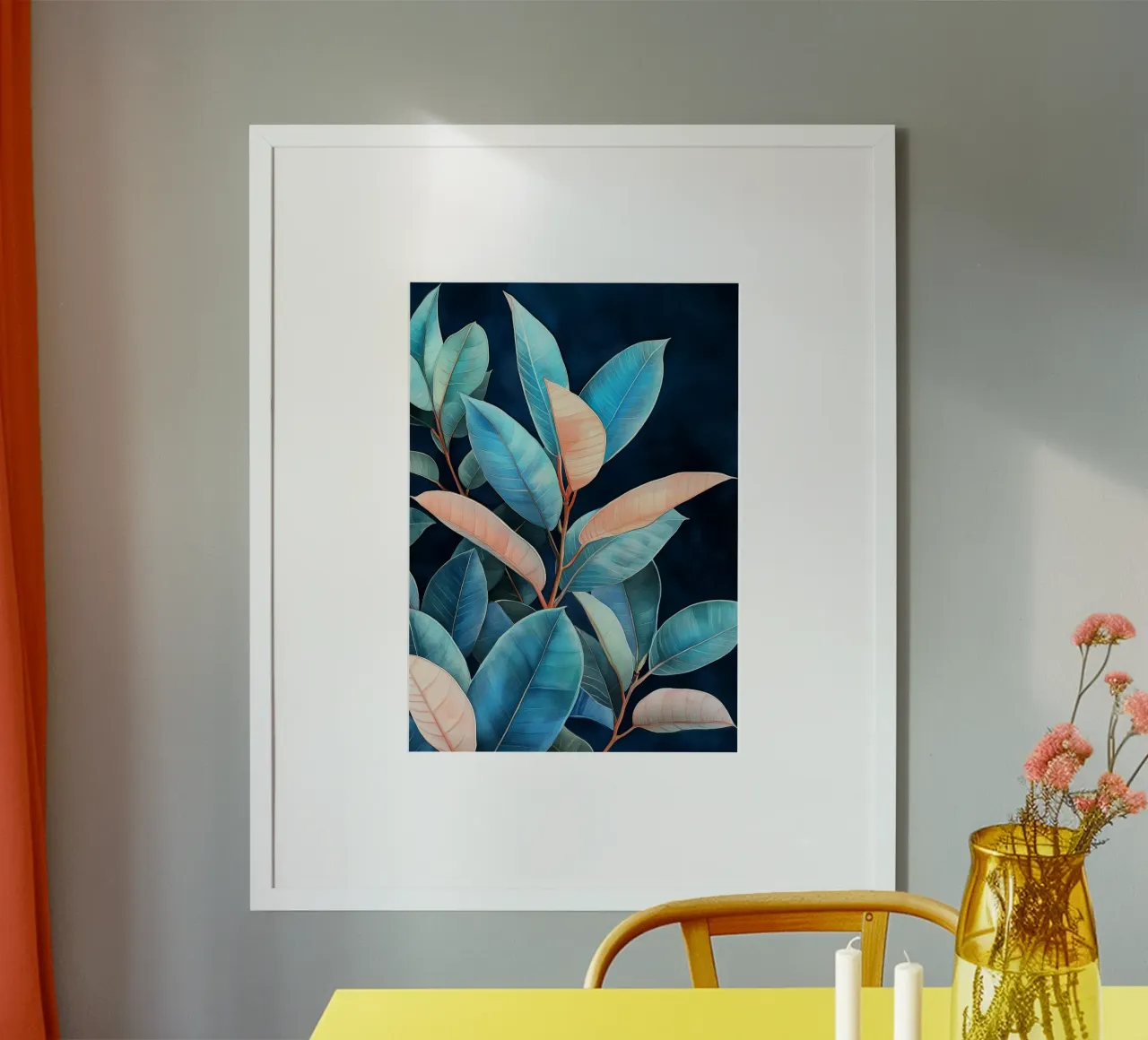 Foglie d'arte botanica poster con telaio in plastica da Justyna Jaszke JBJart