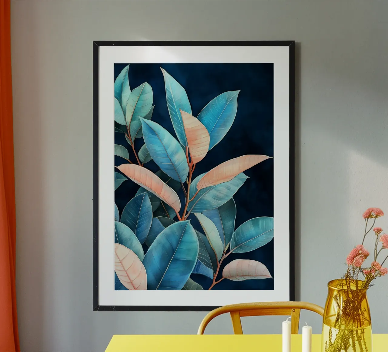Foglie d'arte botanica poster con telaio in plastica da Justyna Jaszke JBJart