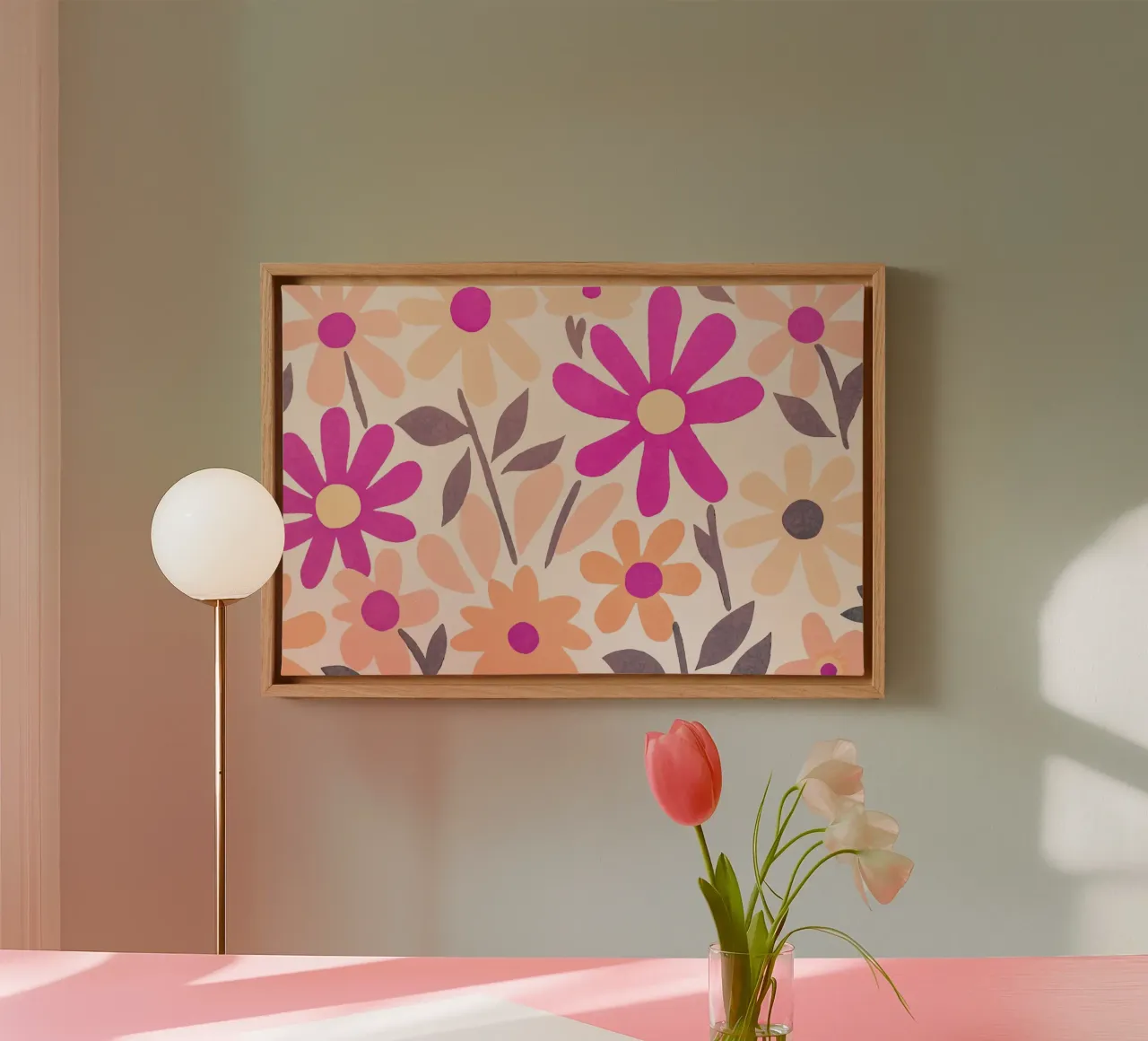 Roze Matisse Groovy Bloementuin canvas met Baklijst van Andrea Haase Modern Home