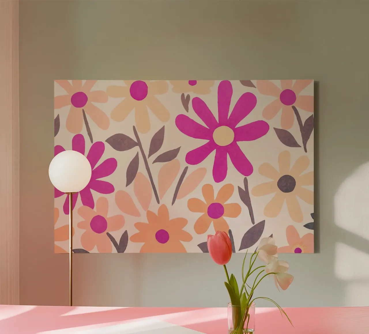 Roze Matisse Groovy Bloementuin canvas met Baklijst van Andrea Haase Modern Home