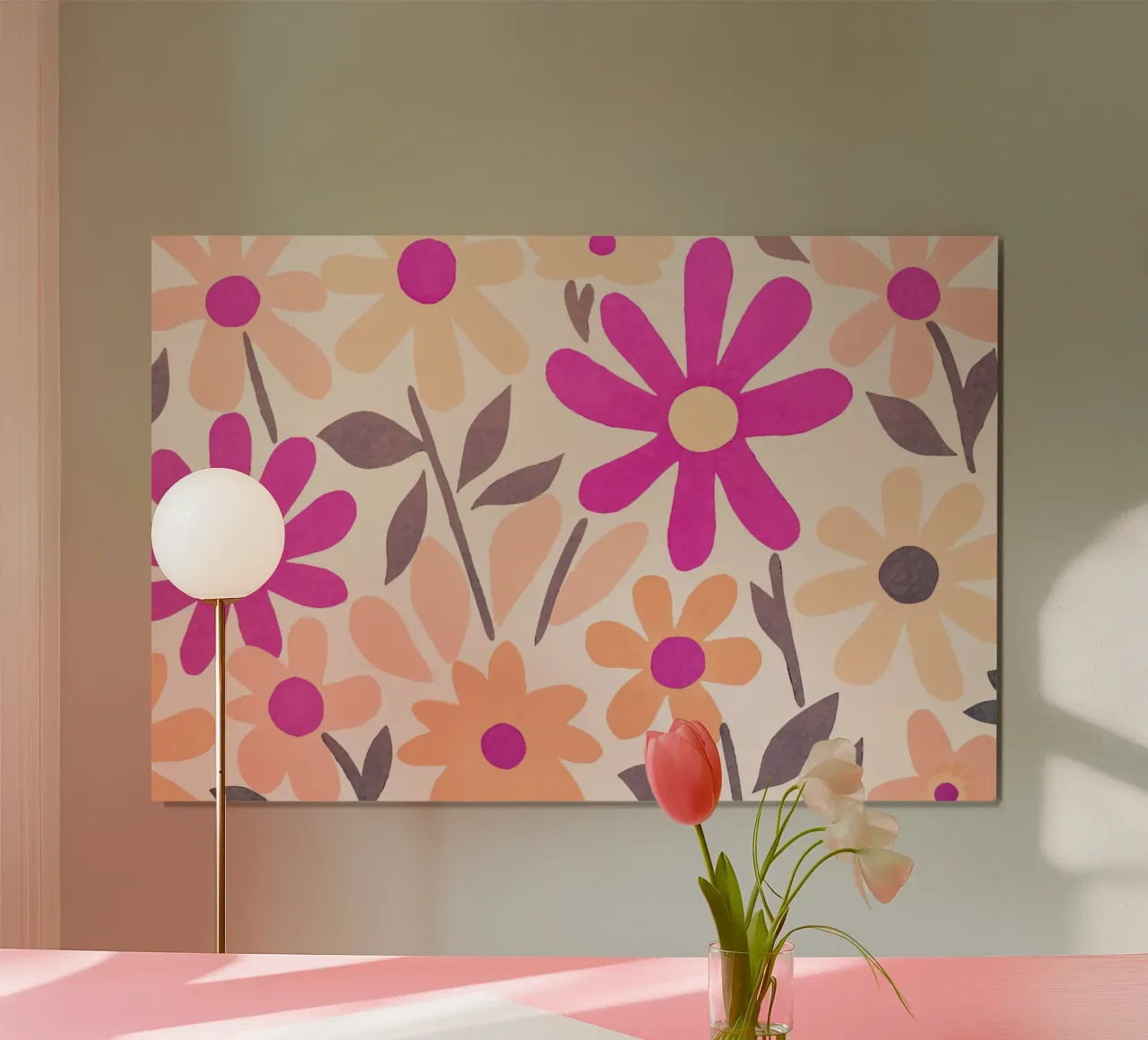 Roze Matisse Groovy Bloementuin poster met houten frame van Andrea Haase Modern Home