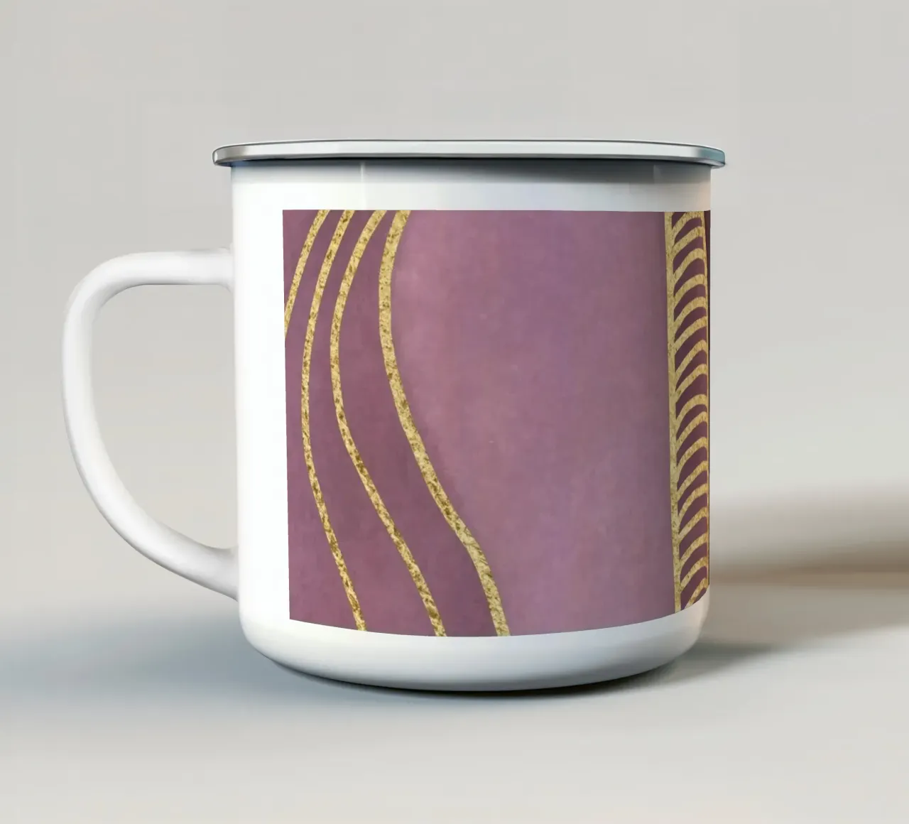 Forme d'arte di metà secolo Quarzo rosa oro tazza in smalto da Andrea Haase Modern Home