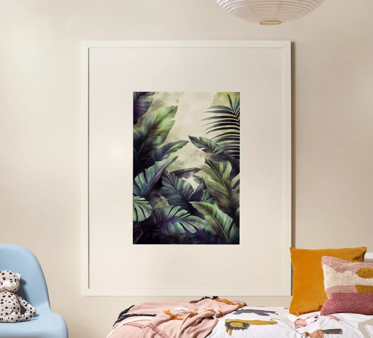 Foglie di banane tropicali poster con telaio in plastica da Justyna Jaszke JBJart
