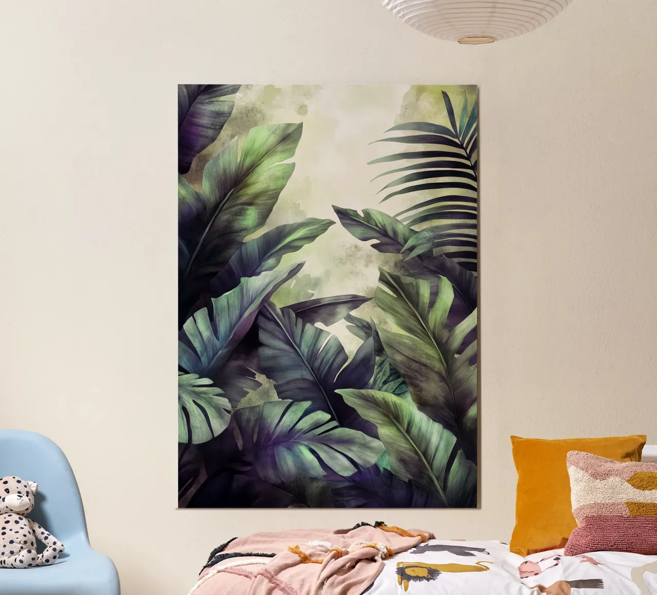 Foglie di banane tropicali poster con telaio in plastica da Justyna Jaszke JBJart
