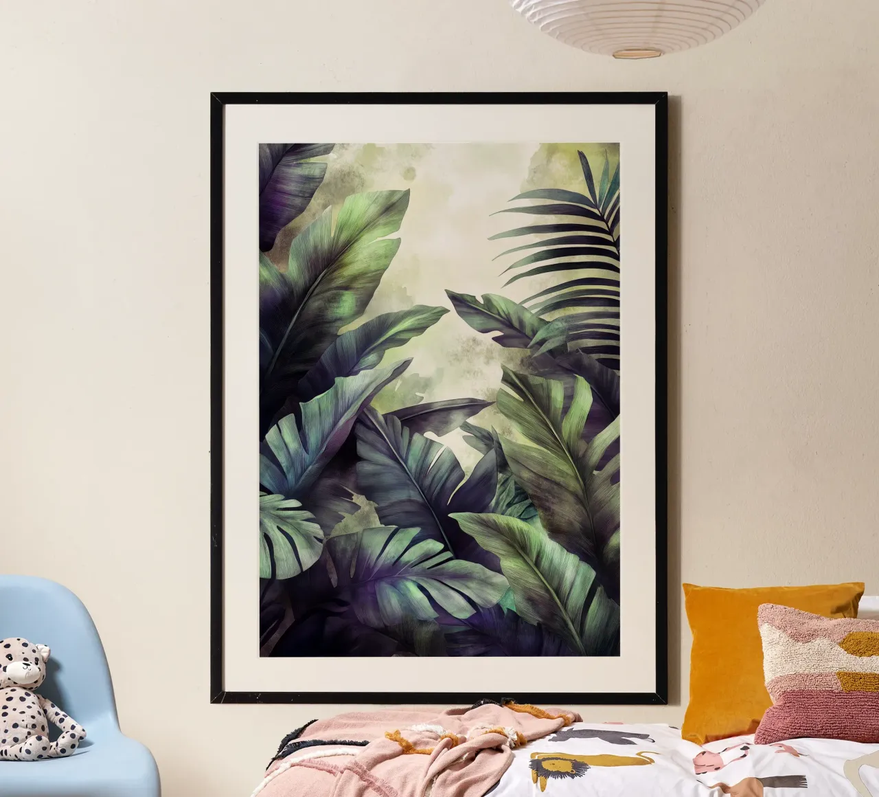 Foglie di banane tropicali poster con telaio in plastica da Justyna Jaszke JBJart