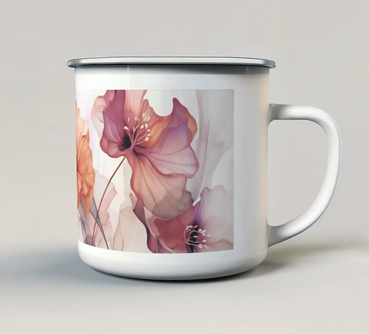 Fantasie floreali pastello eteree tazza in smalto da Andrea Haase Floral Passion