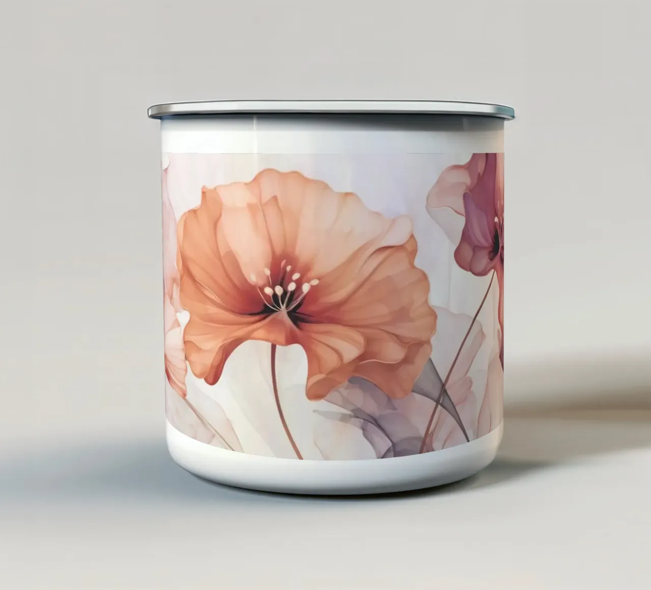 Fantasie floreali pastello eteree tazza in smalto da Andrea Haase Floral Passion