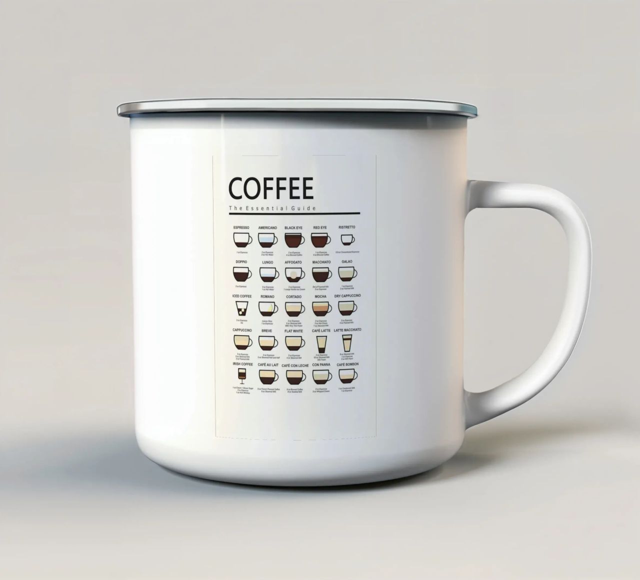 coffee bar print enamel mug by Yeadon