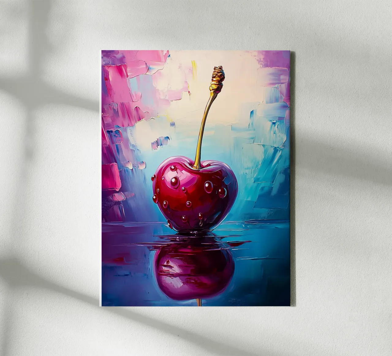 Artistic cherry on an abstract background canvas with Floater frame by Spice & Style