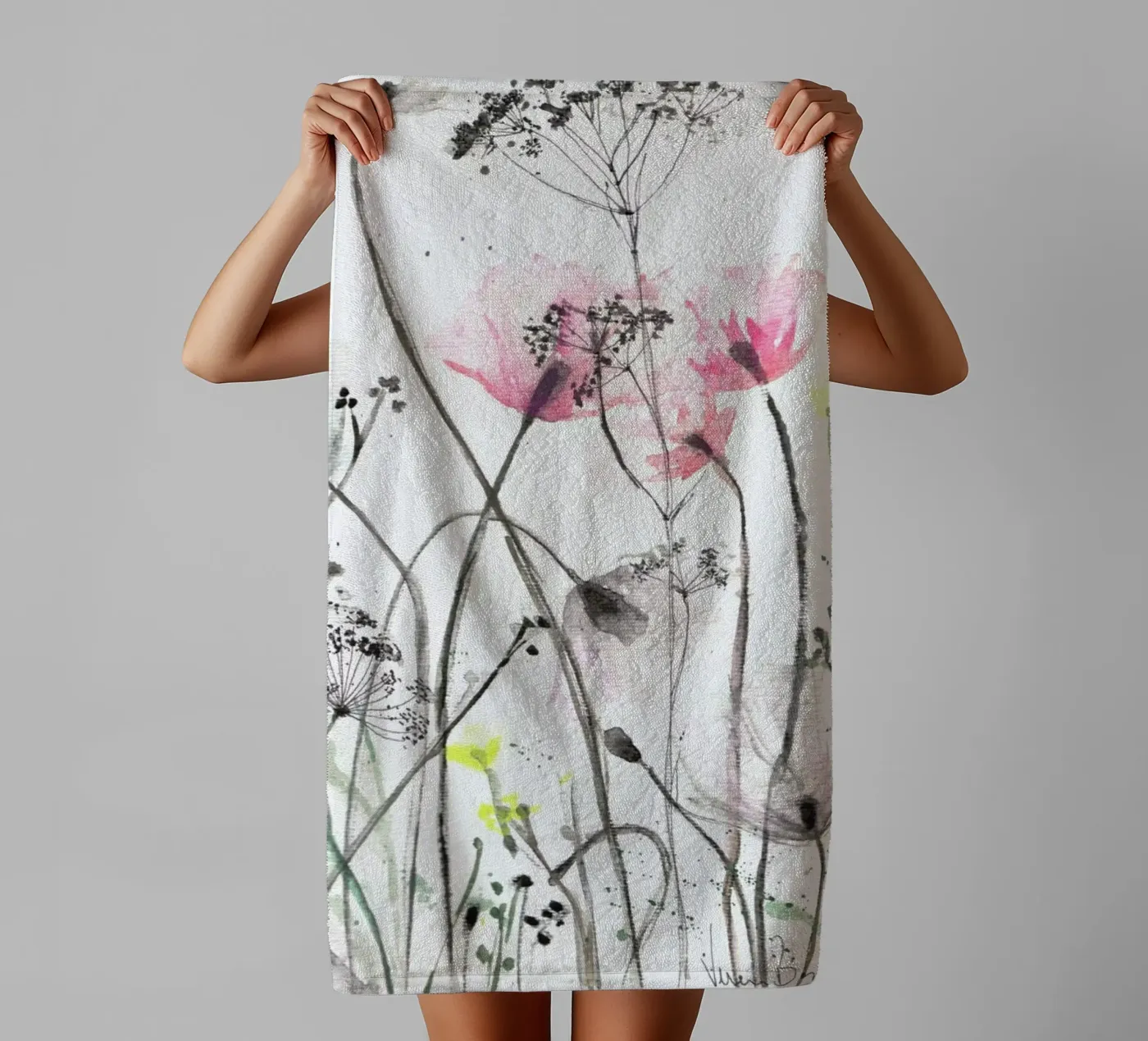 Blumen badhanddoek van Verena Bonath | 21st aesthetics