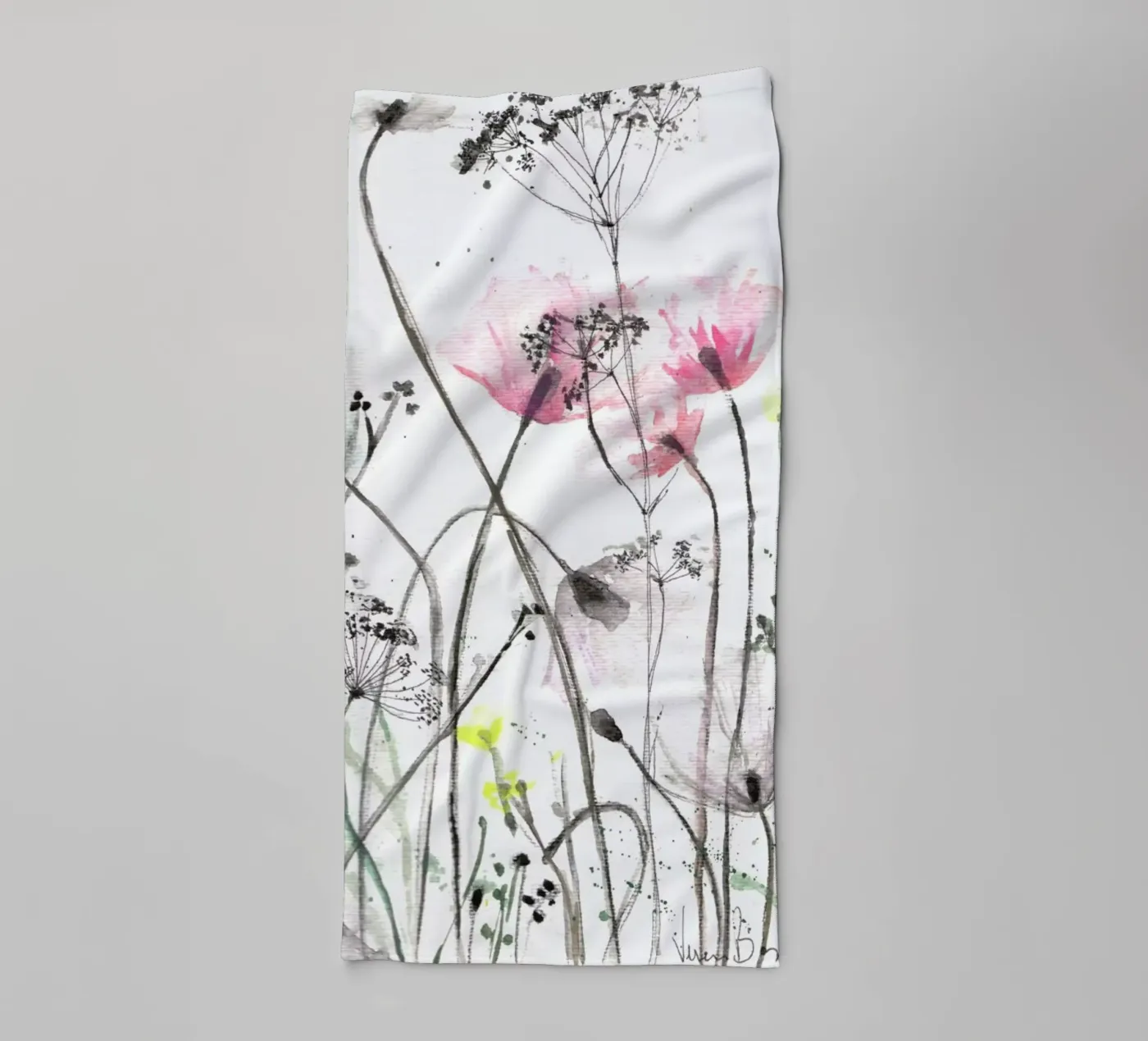 Blumen badhanddoek van Verena Bonath | 21st aesthetics
