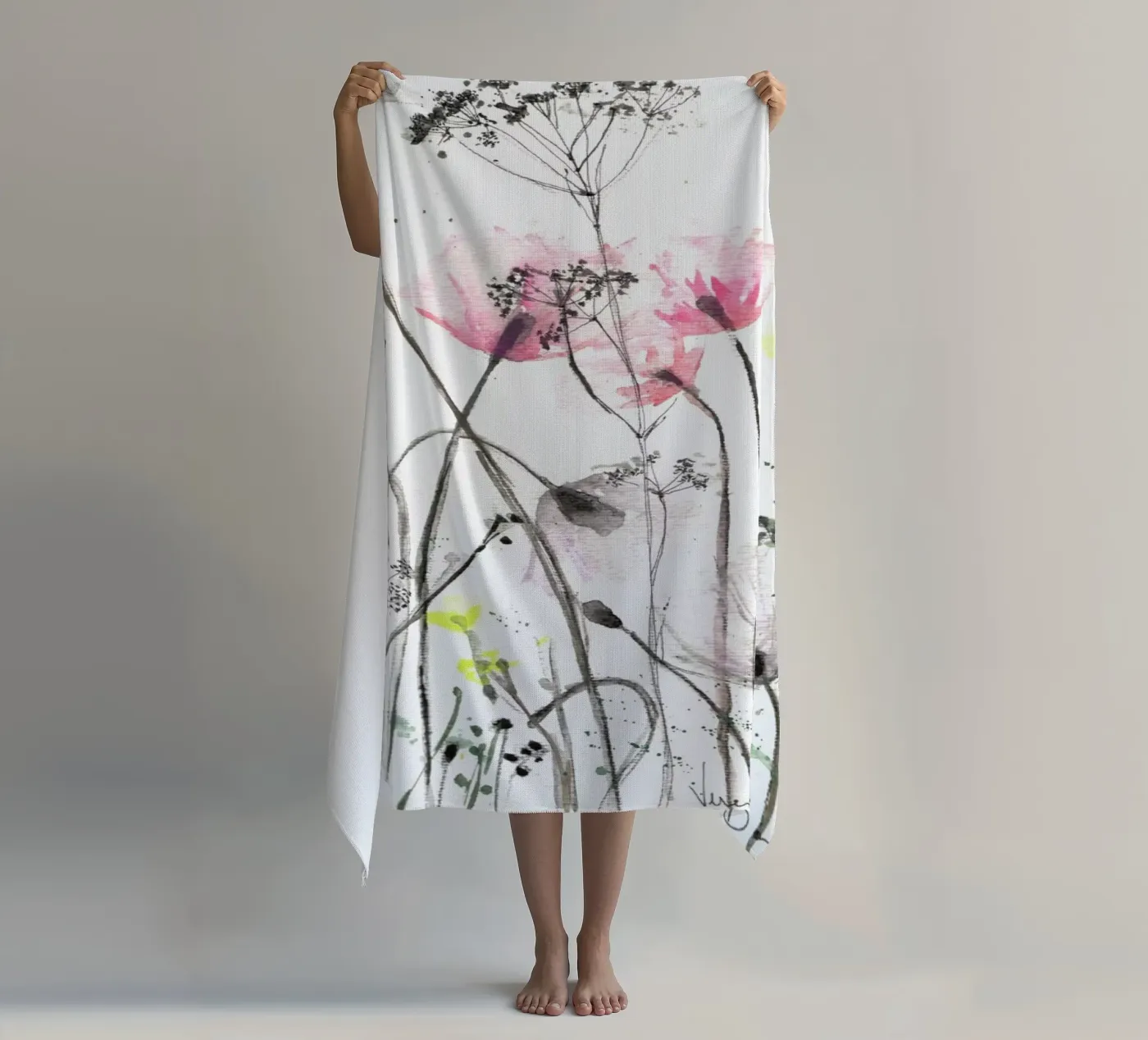 Blumen strandhanddoek van Verena Bonath | 21st aesthetics