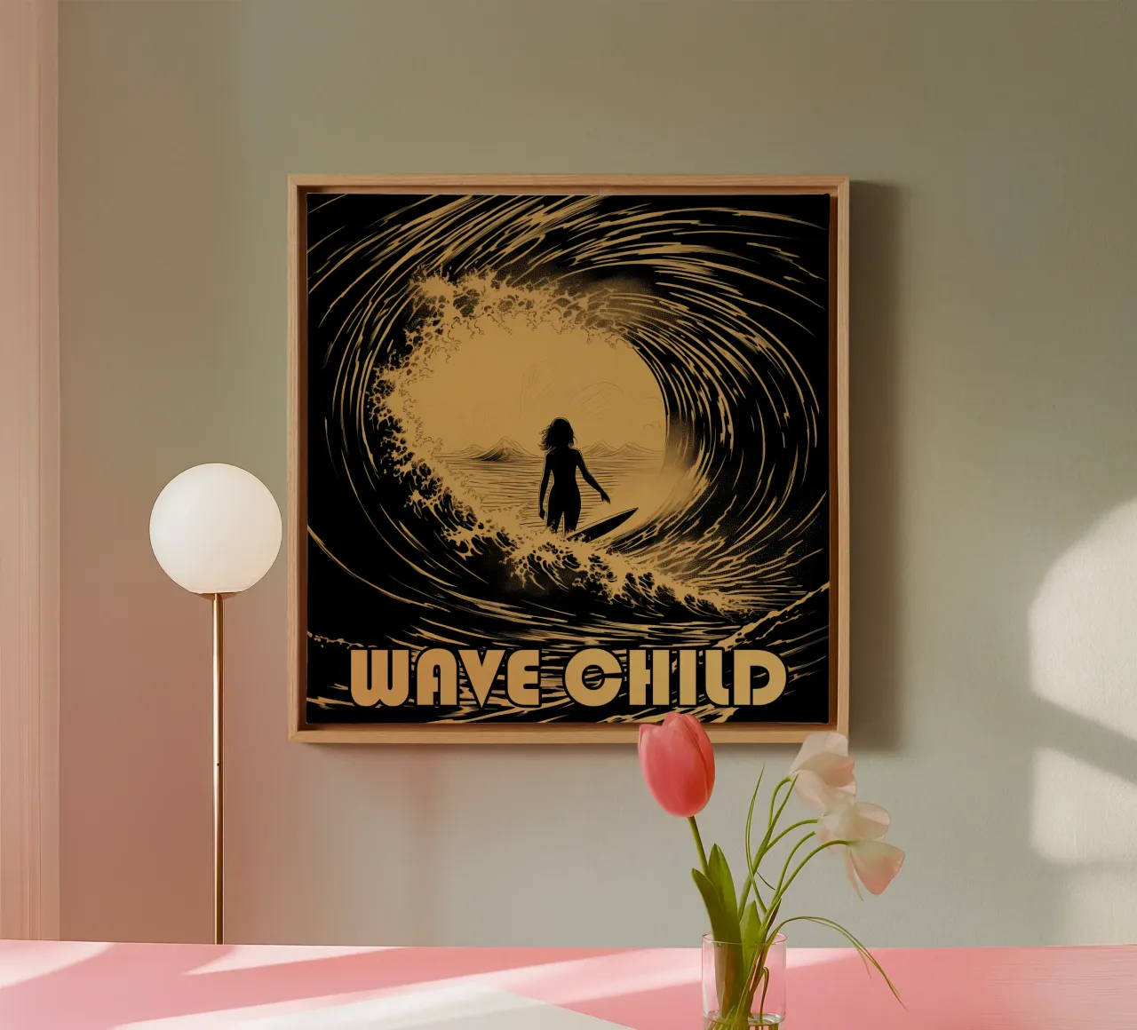 Wave Child | Surfer Motiv tela con Cornice a cassetta da Autofocus