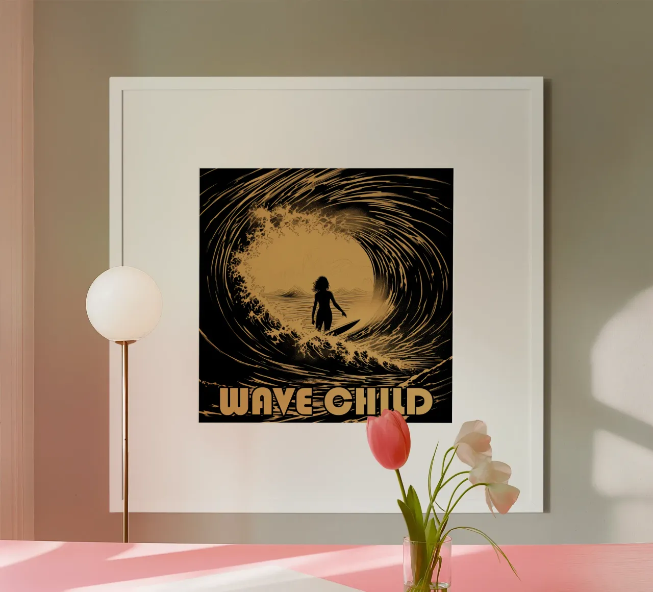 Wave Child | Surfer Motiv poster con telaio in plastica da Autofocus